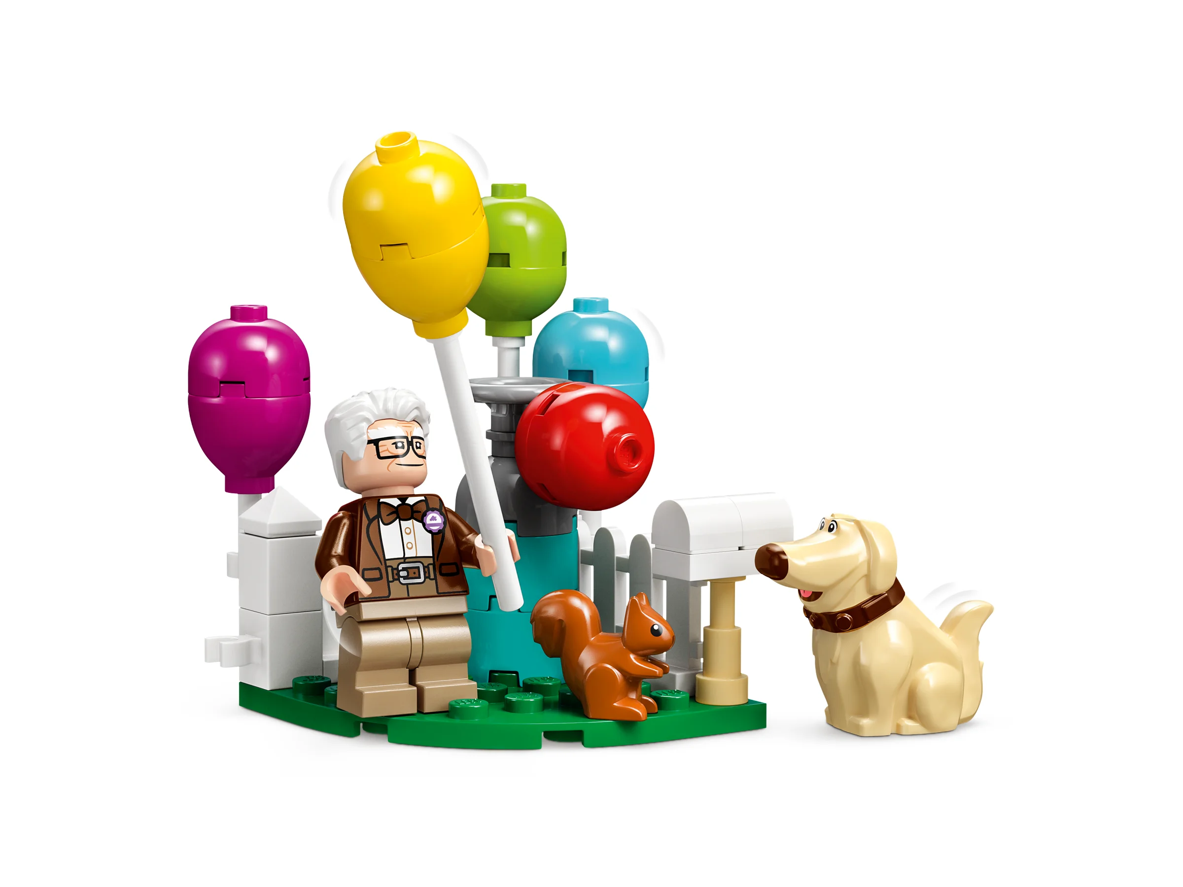 O scenă cu Carl, Dug, un veveriță și baloanele casei din filmul 'Up'.
