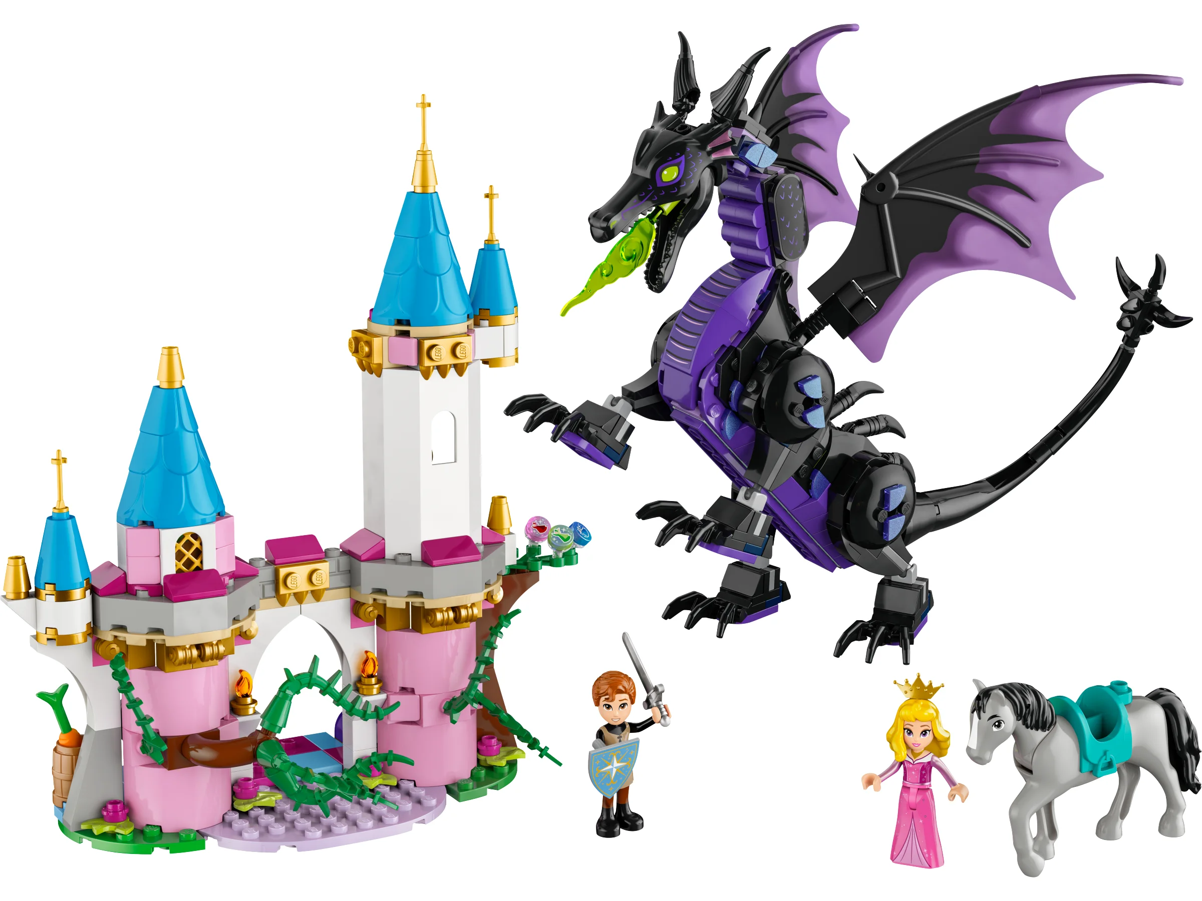 LEGO 43240 - LEGO 43240 Forma de Dragon a Maleficei și Castelul Aurorei: O Confruntare Epica