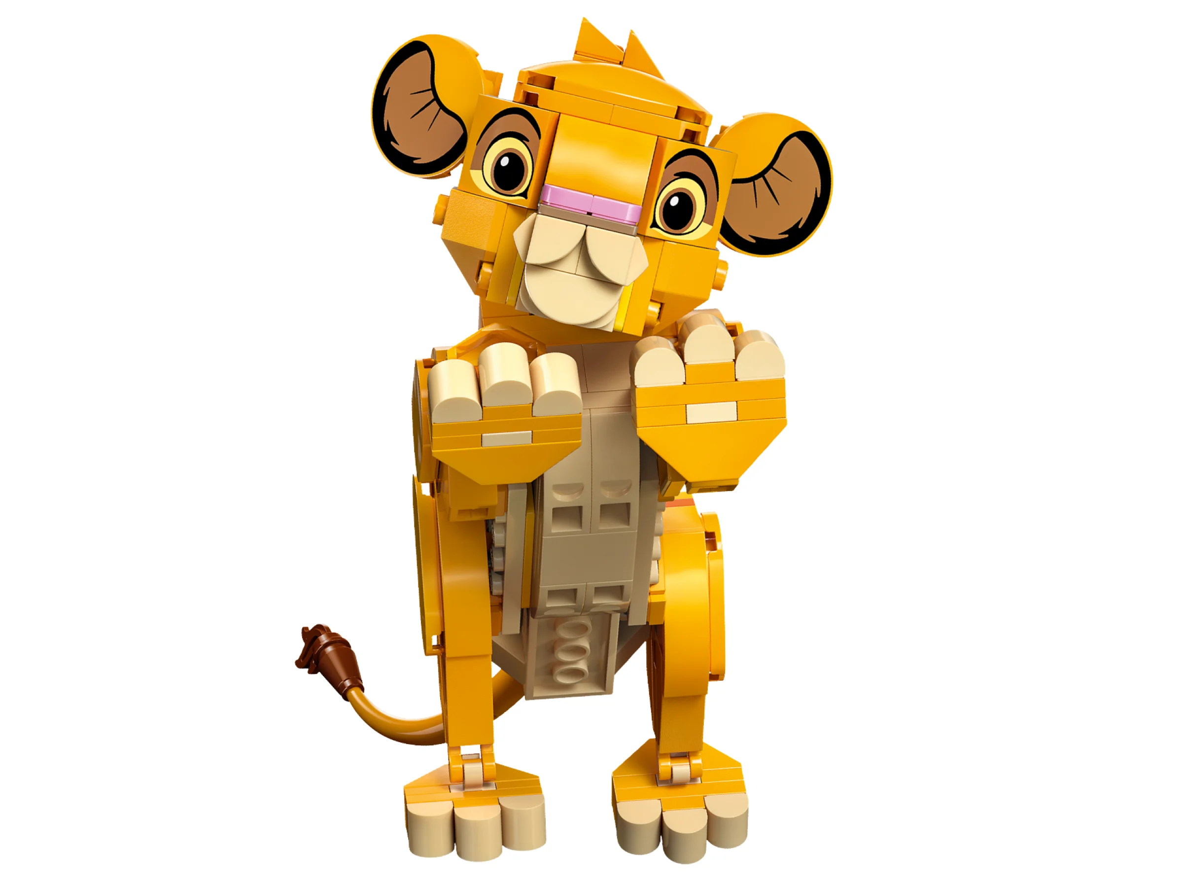 Simba LEGO, detaliat, cu ochii mari și zâmbet prietenos. Un cub adorabil!
