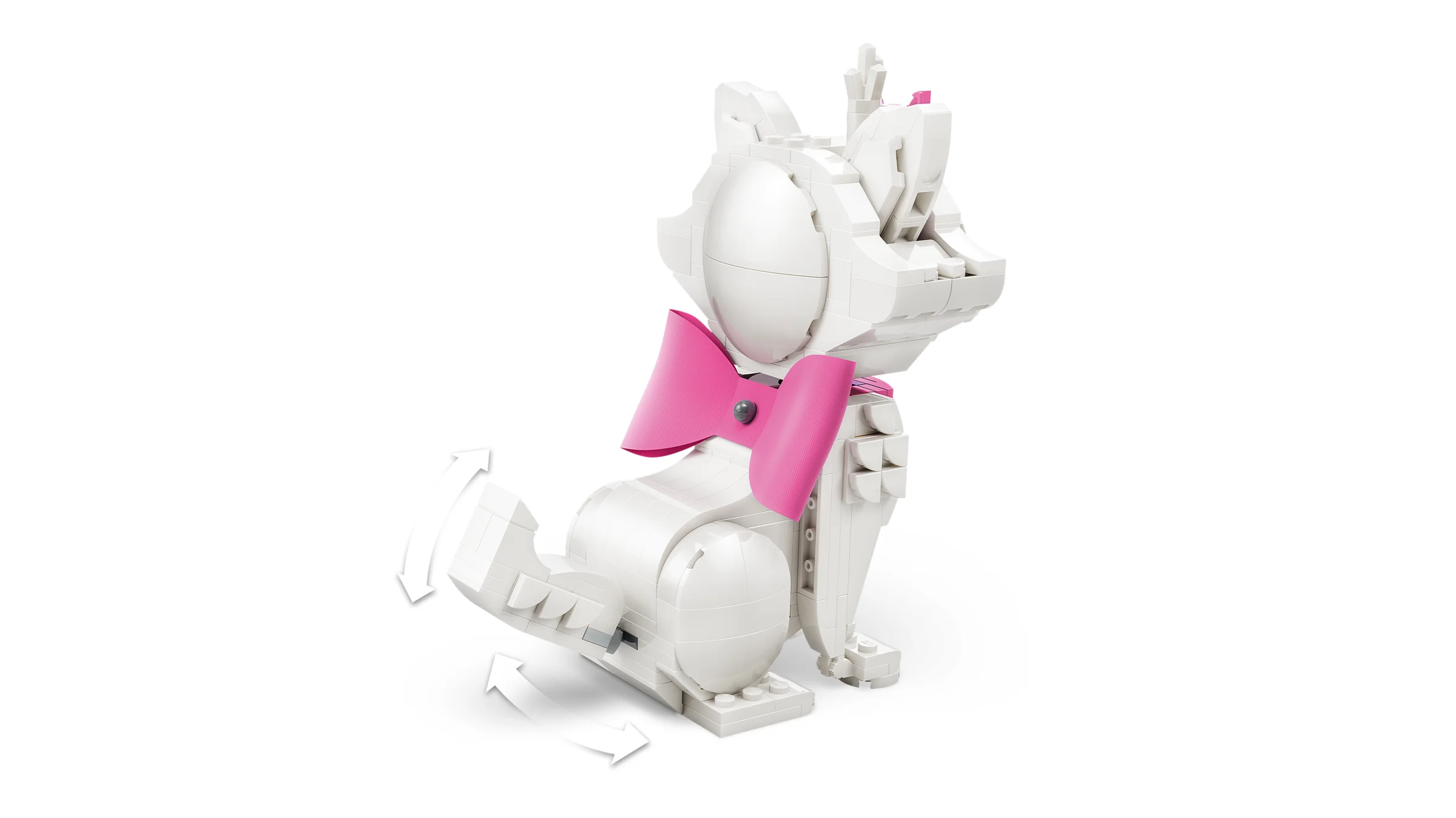 Marie, pisica adorabilă din Aristocats, construibilă din LEGO. Coadă mobilă pentru joacă.