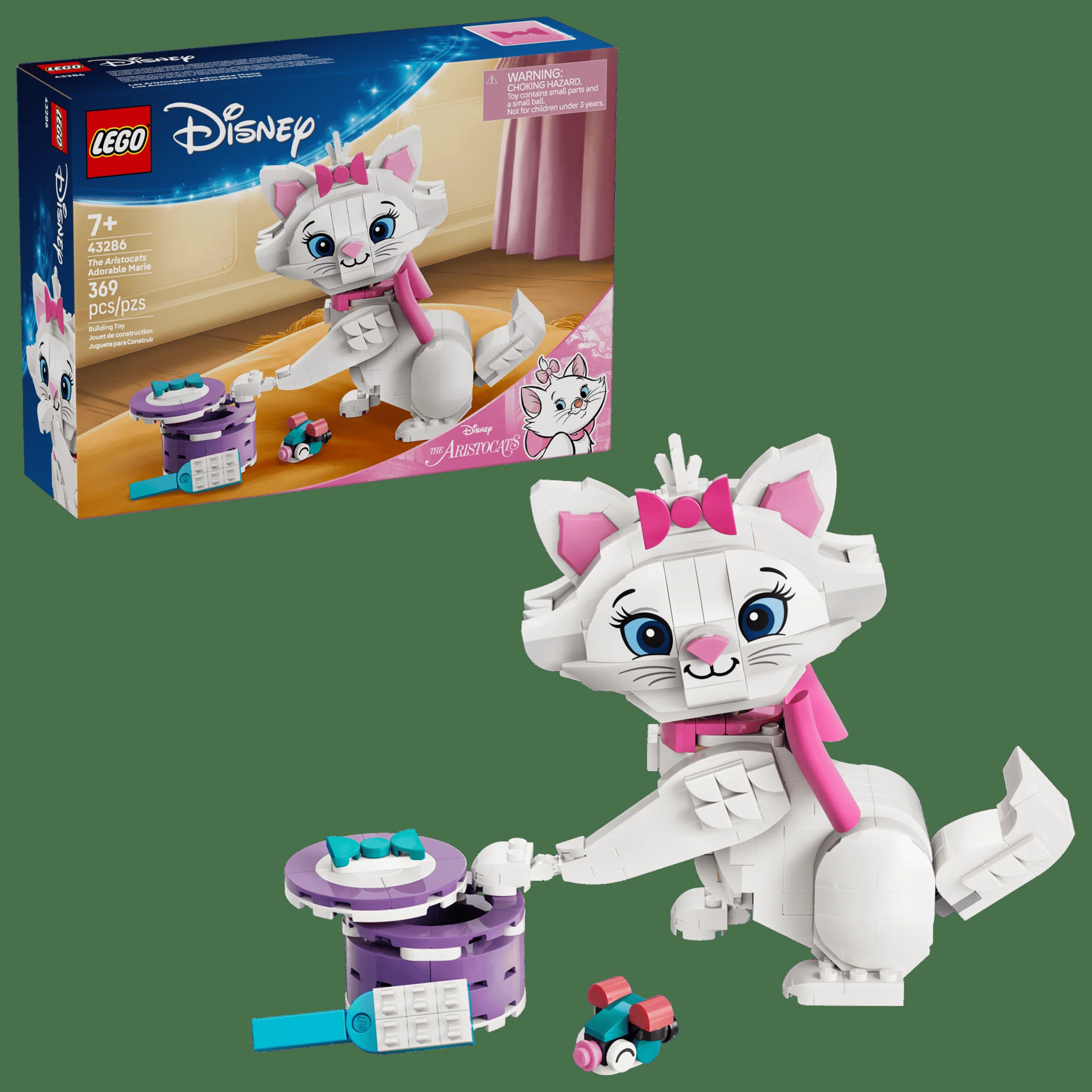 Imagine cu setul LEGO 43286, Marie din Aristocrații, alături de cutie și elemente construite. O jucărie adorabilă!