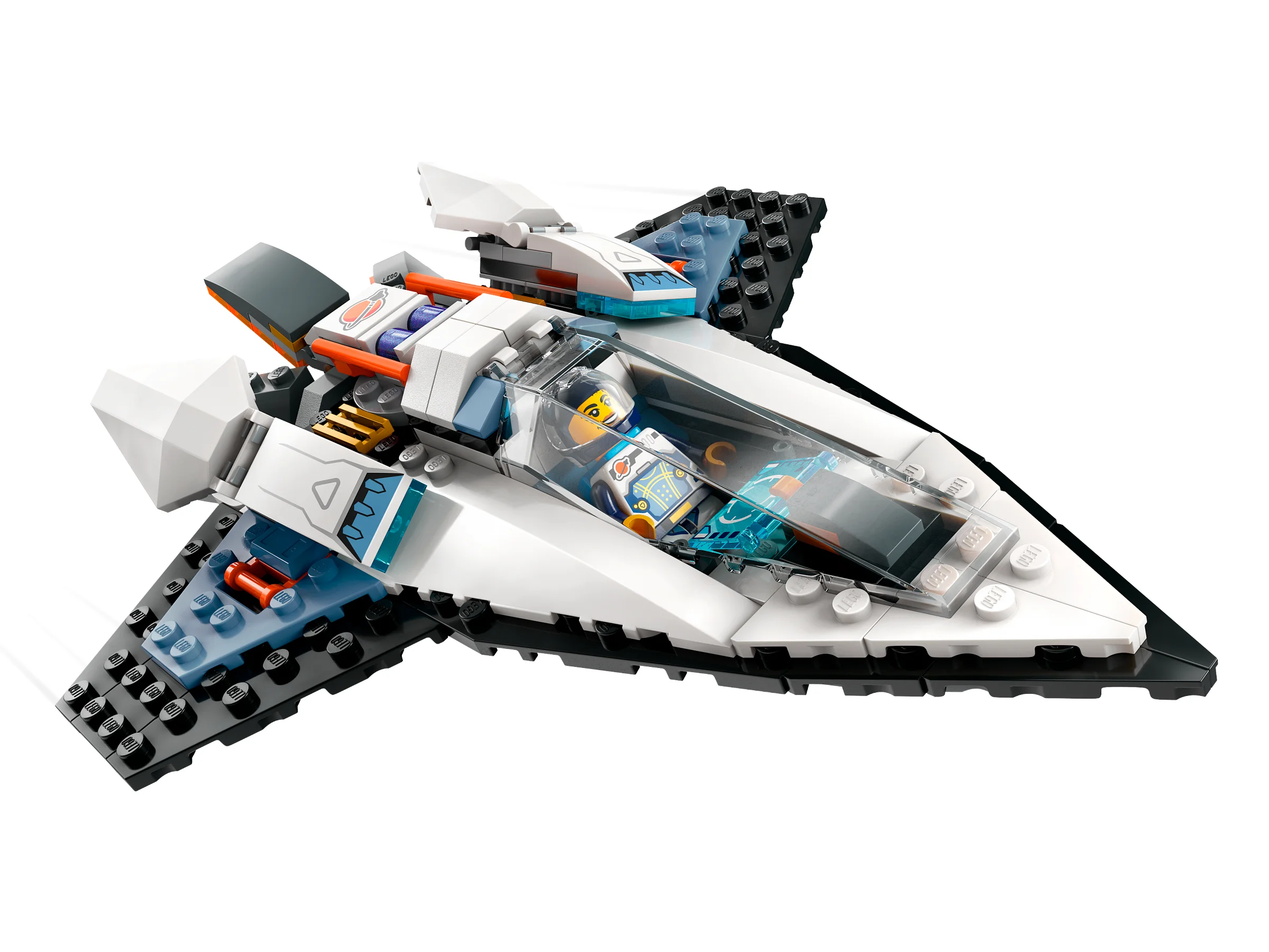 O imagine cu nava spațială LEGO 60430, detaliind designul și culorile acesteia.
