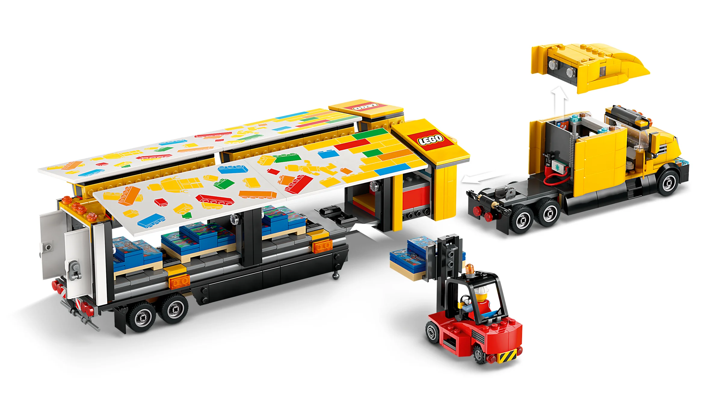Imagine cu camionul de livrare LEGO City (60440) și motostivuitorul, un set detaliat și interactiv.