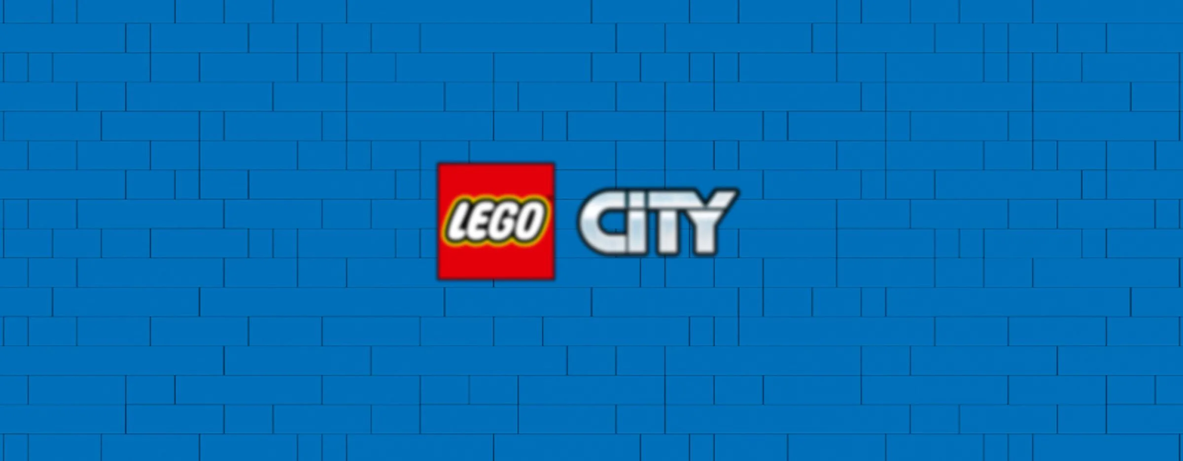 Sigla LEGO City pe un fundal albastru texturat ca niște cărămizi LEGO.