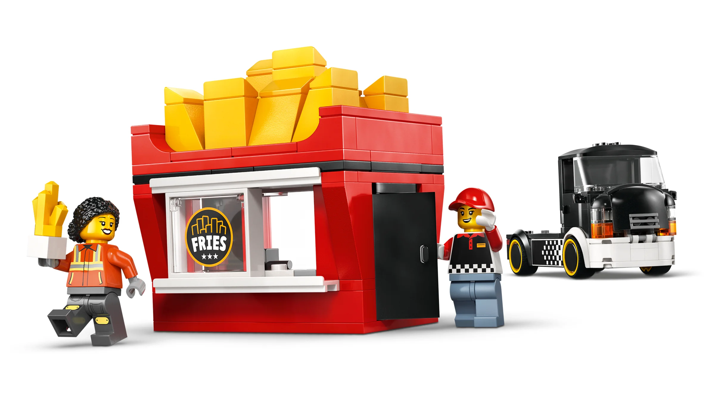 Camion cu cartofi prăjiți LEGO City, cu minifigurine și detalii atractive.