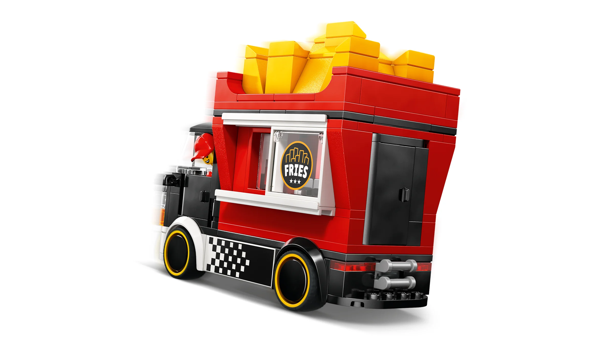 Camionul de cartofi prăjiți LEGO City 60488, cu un minifig șofer și design atractiv.