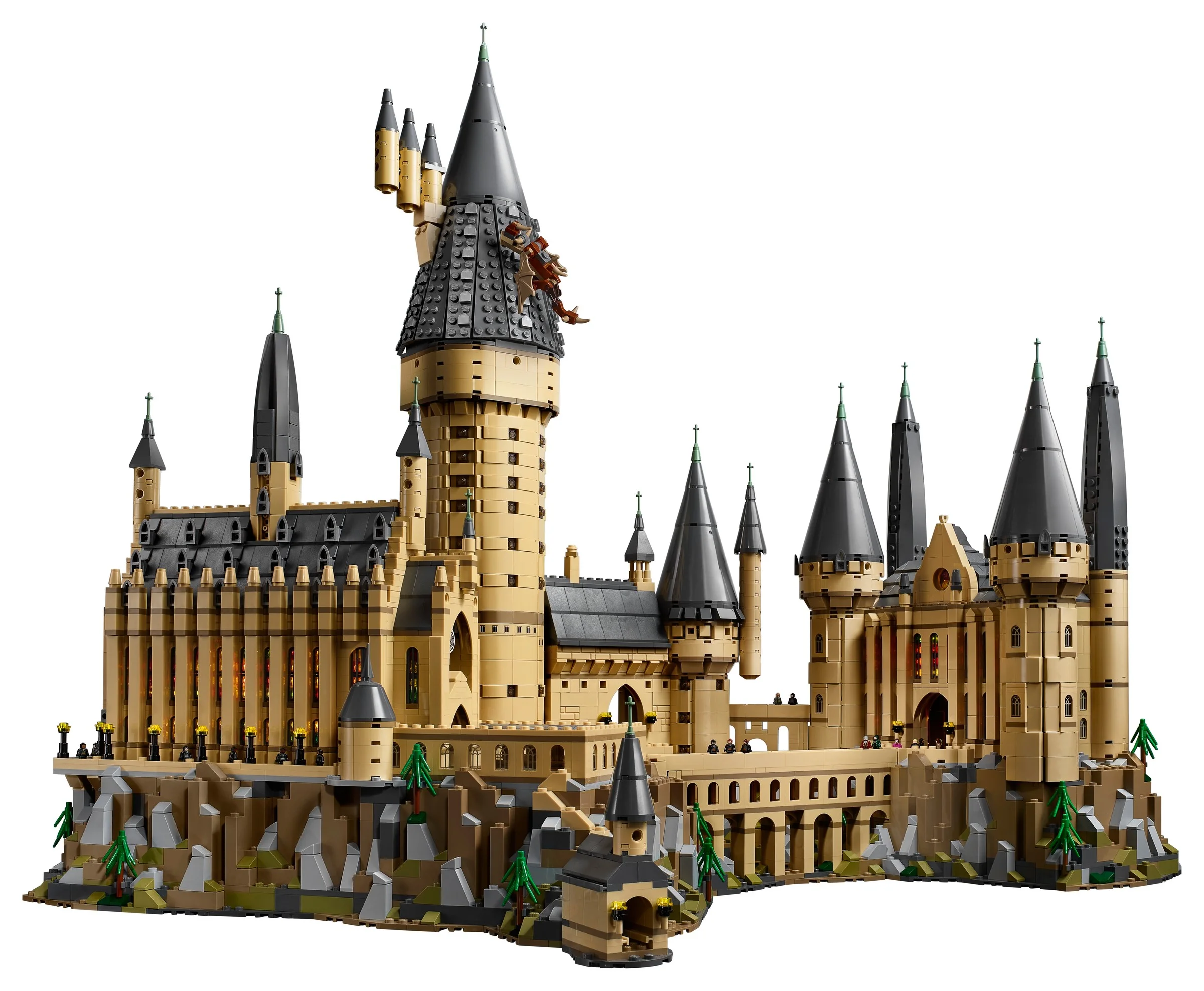 O imagine detaliată a Castelului Hogwarts LEGO, setul 71043. O construcție impresionantă!