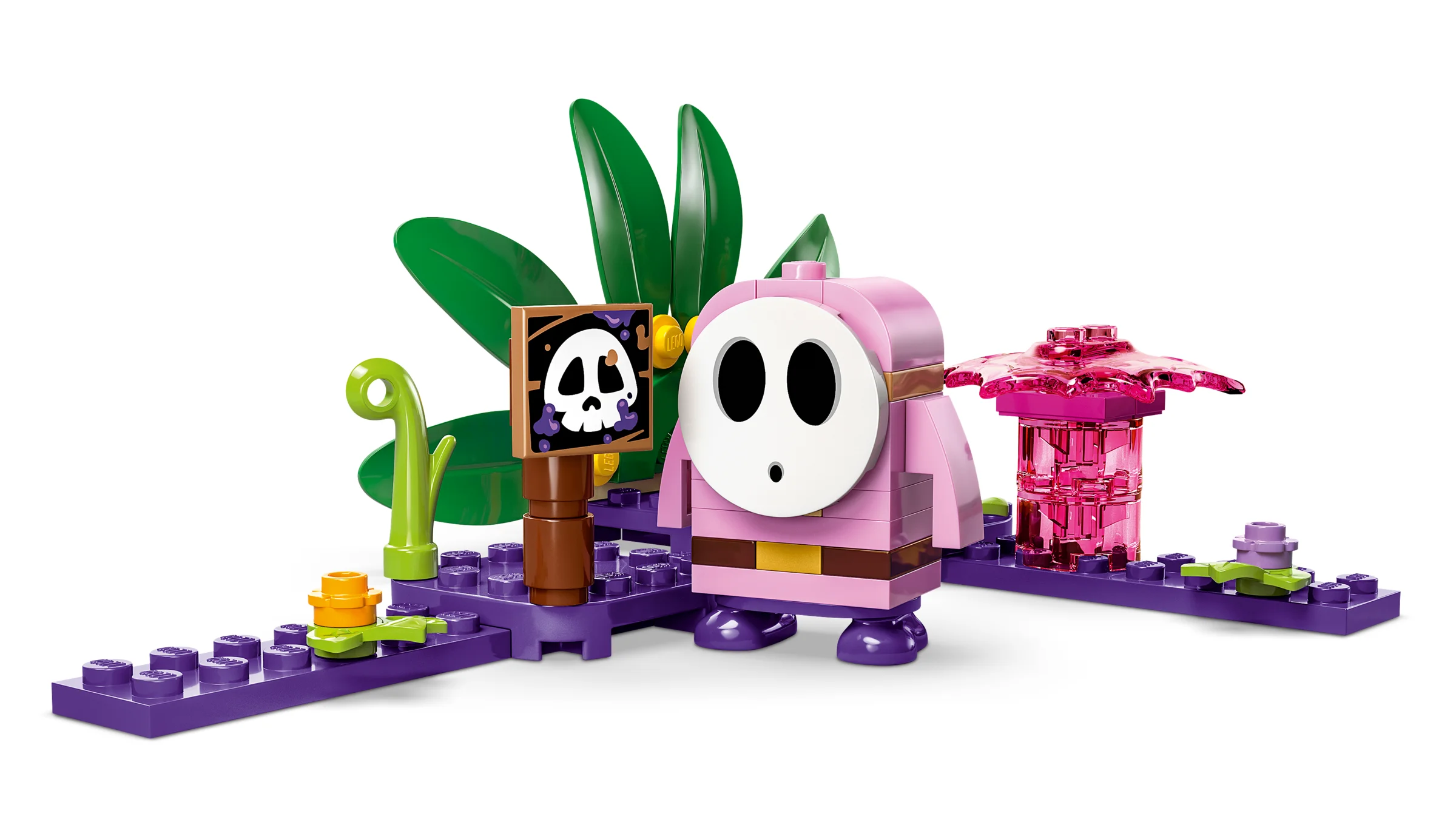 Imagine cu Shy Guy, plante și alte detalii ale setului Soda Jungle. Aventuri cu LEGO Super Mario!