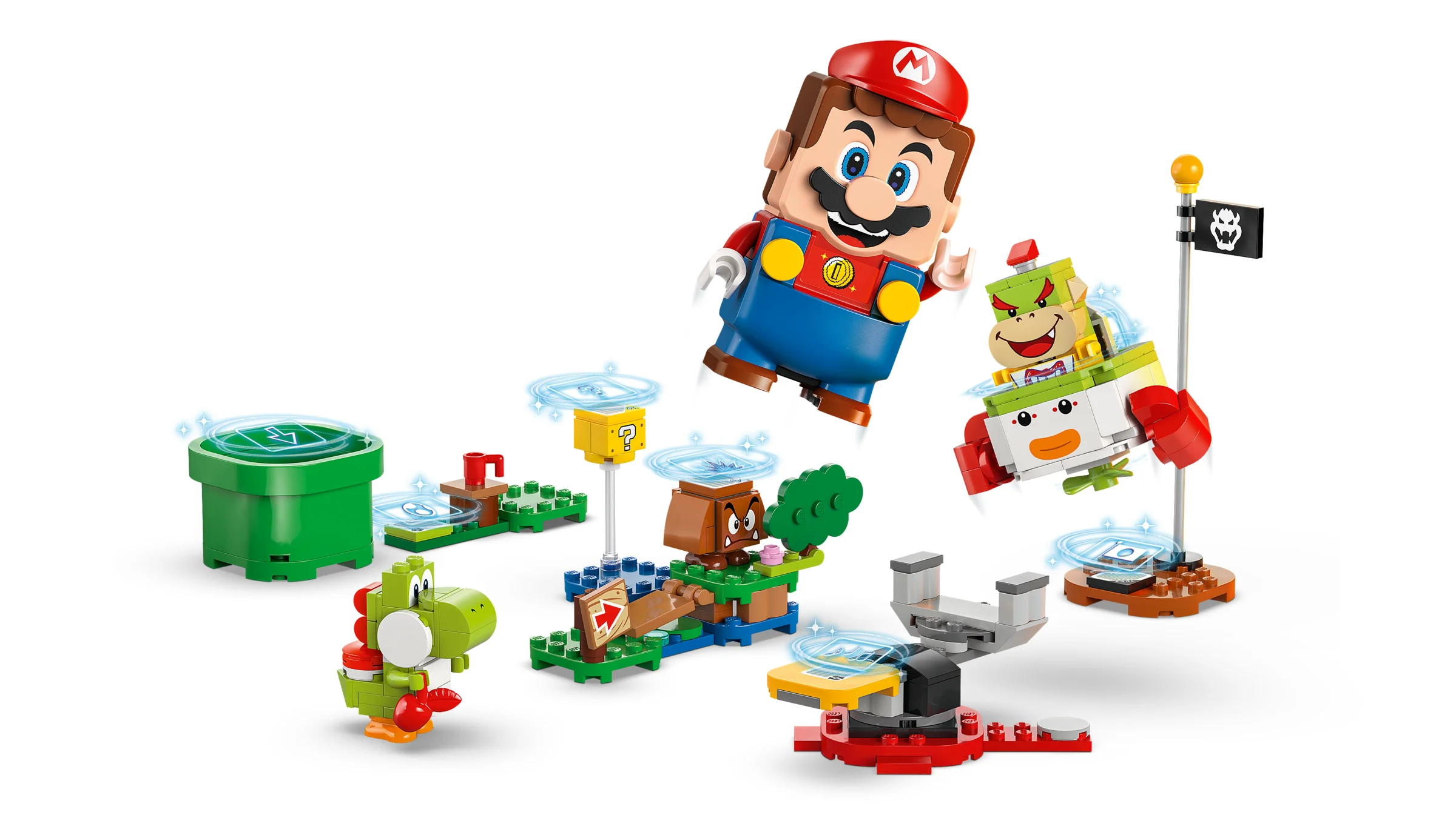 Imagine cu setul LEGO Super Mario 71439, cu Mario interactiv și elemente din joc.