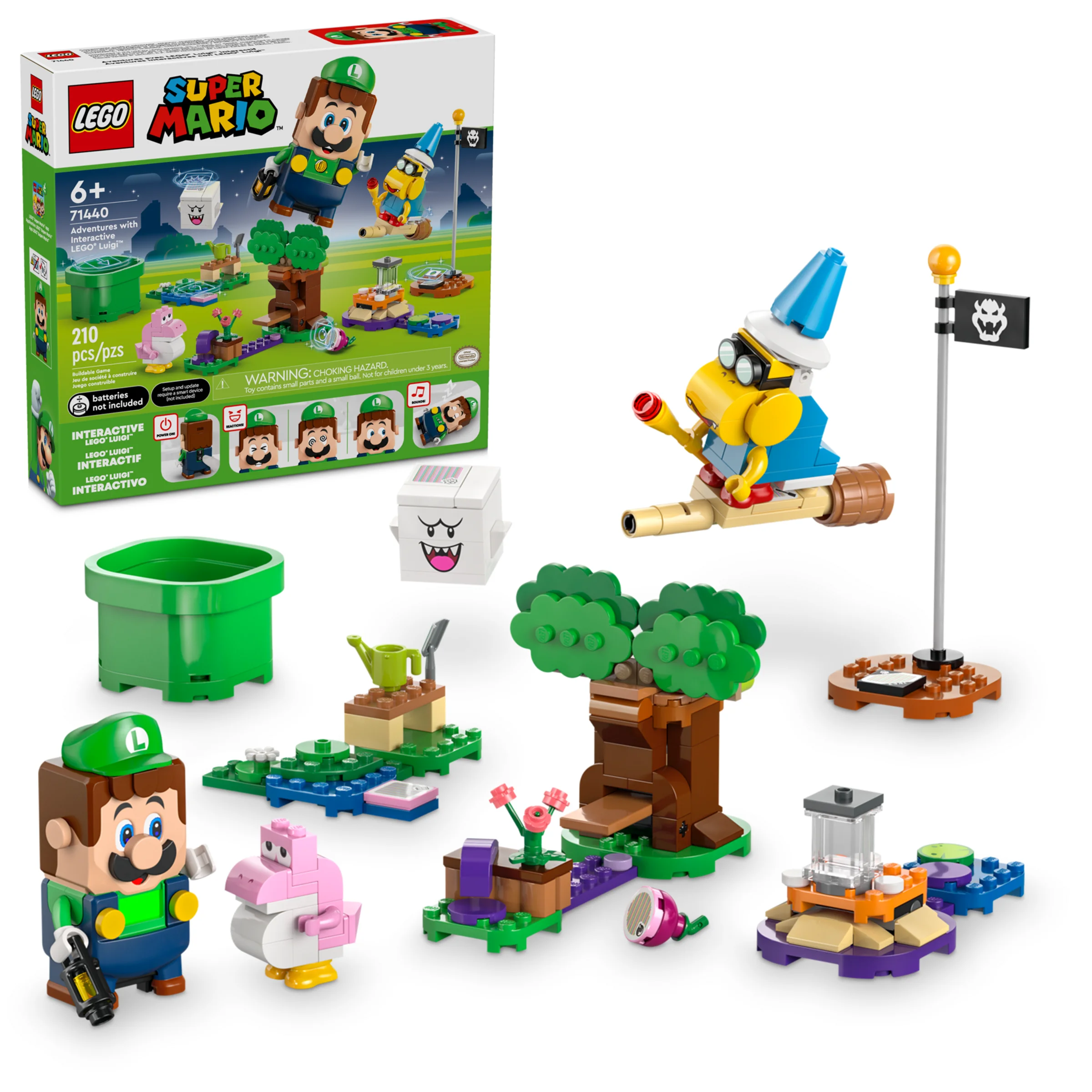 Imaginea prezintă setul LEGO 71440, Aventuri cu LEGO Luigi interactiv, cu toate elementele construite.