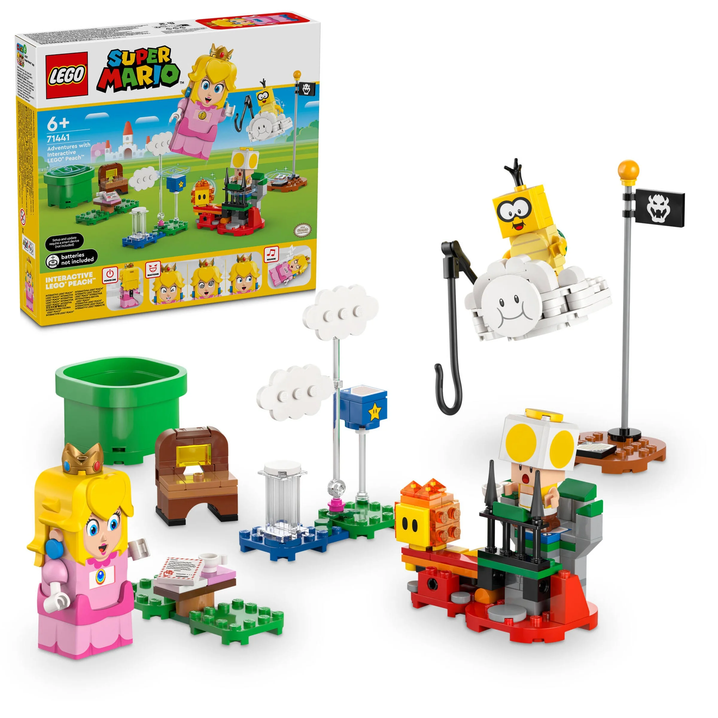 Setul LEGO Super Mario 71441 cu Peach interactivă și diverse scene construibile. Aventuri distractive!