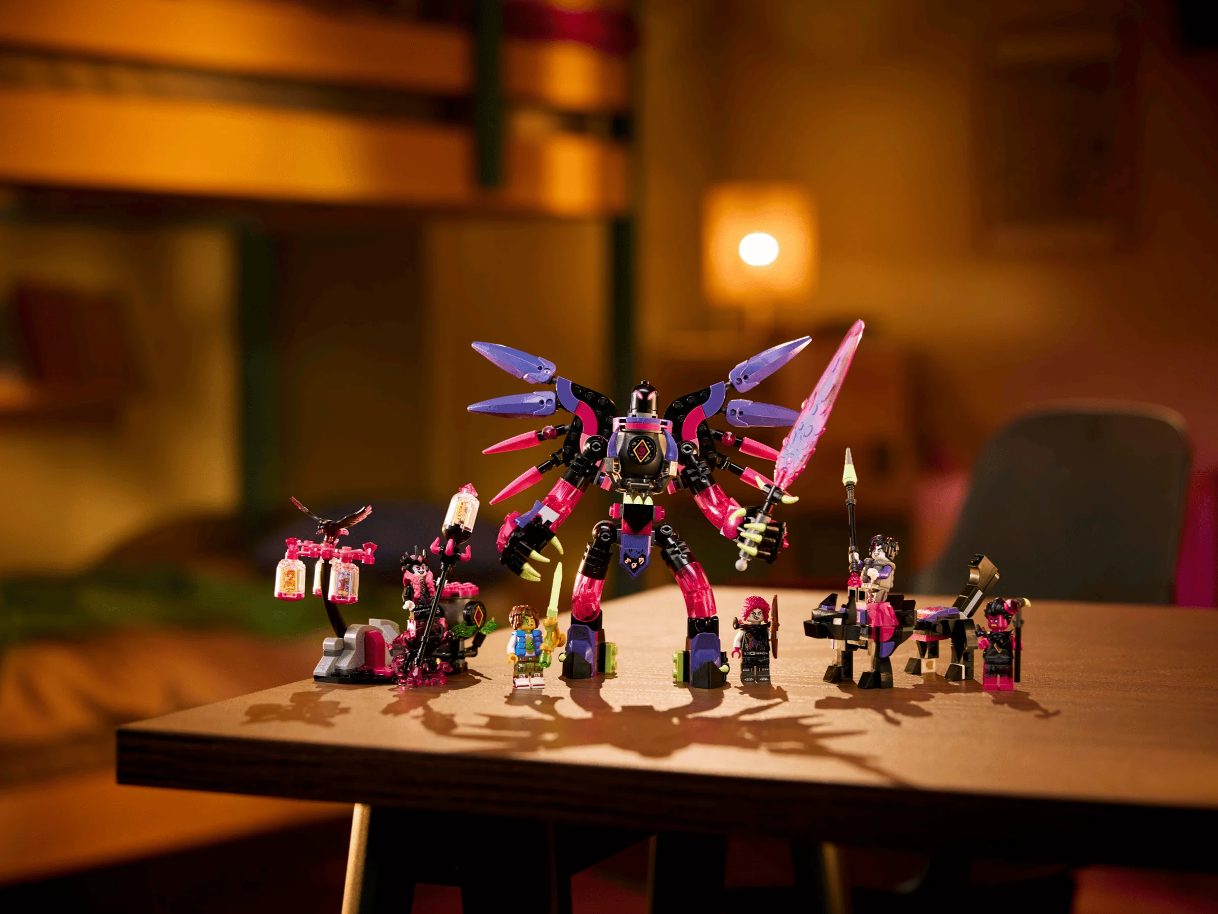 Imagine cu setul LEGO 71483, creaturile coșmar ale Vrăjitoarei, cu minifigurine și detalii construite.