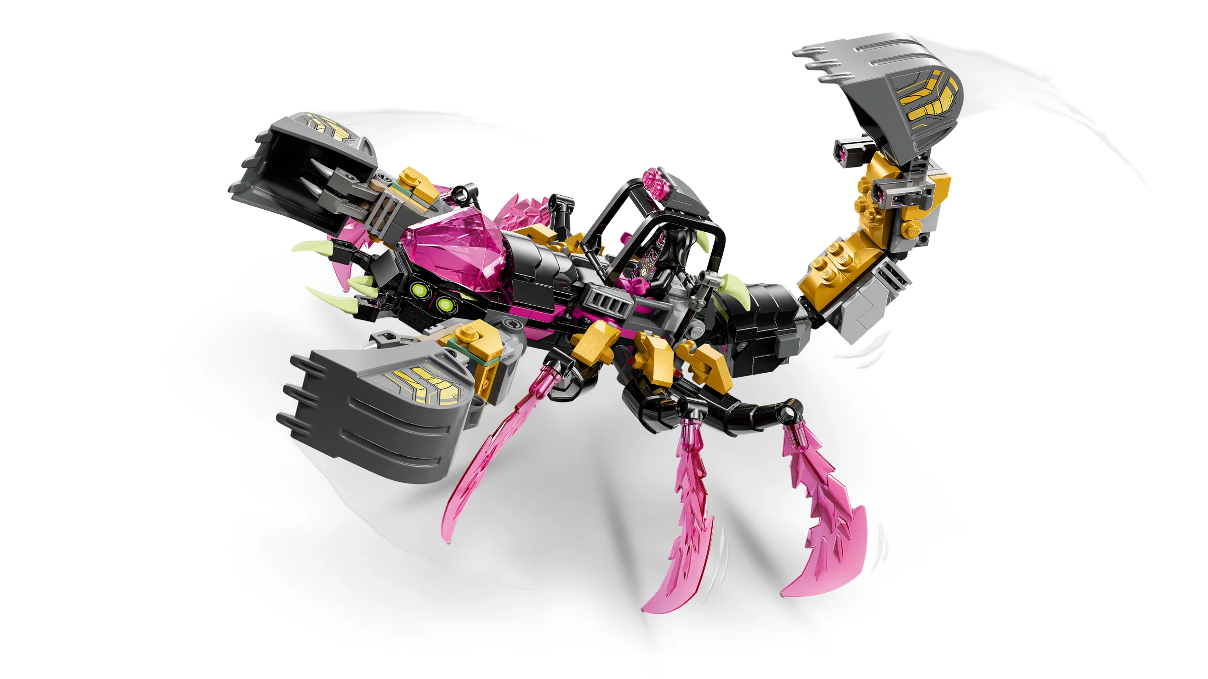 Imagine cu modelul asamblat al scorpionului din setul LEGO Dreamzzz 71513. Detalii precise, culori vii.