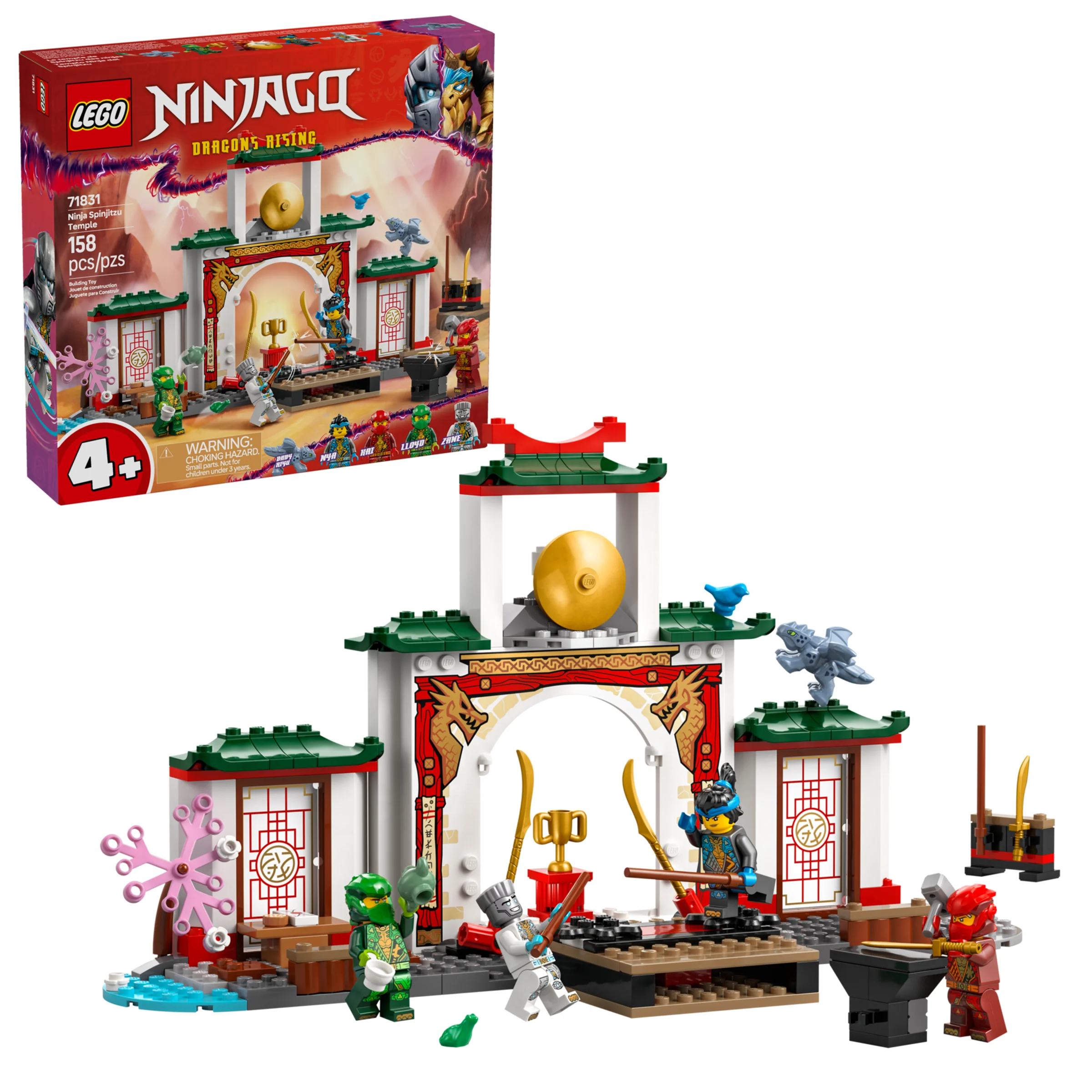 Imagine cu setul LEGO 71831 Ninjago: Templul Spinjitzu Ninja. Include cutia și modelul asamblat.
