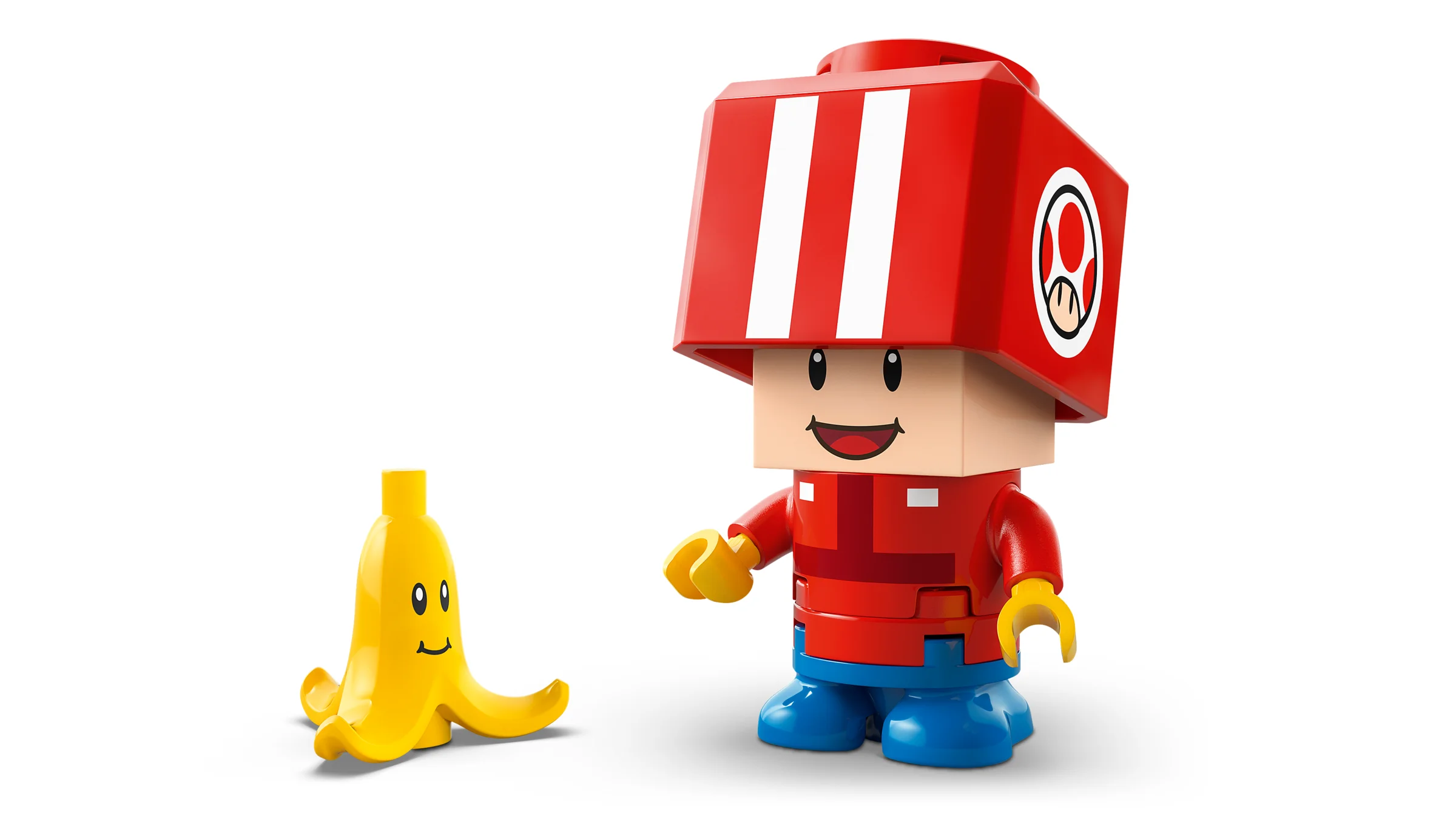 Imagine cu figurina Toad și o banană din setul LEGO Super Mario 72032. 