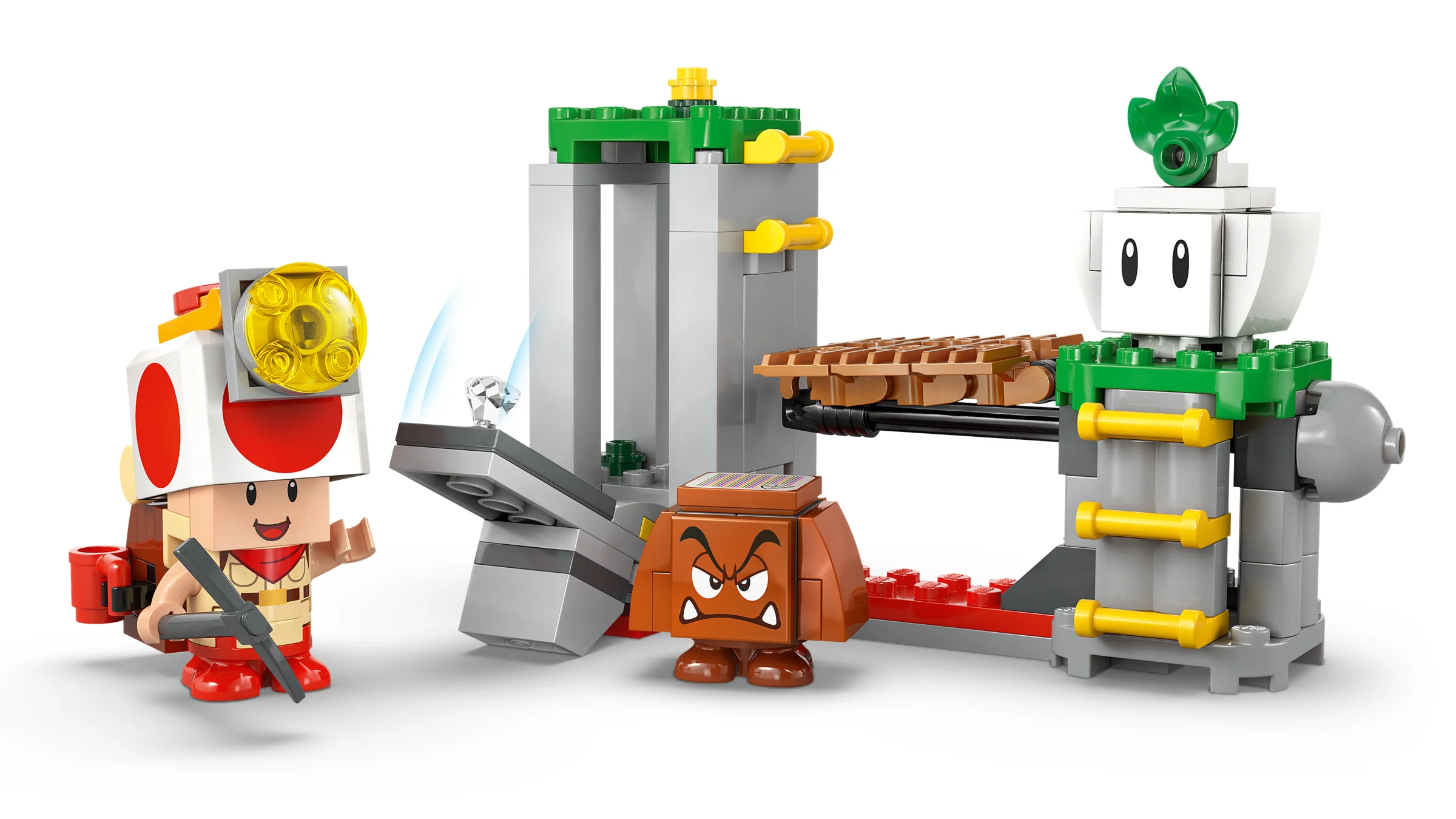 Imagine cu setul LEGO 72040, „Tabăra Căpitanului Toad”.
