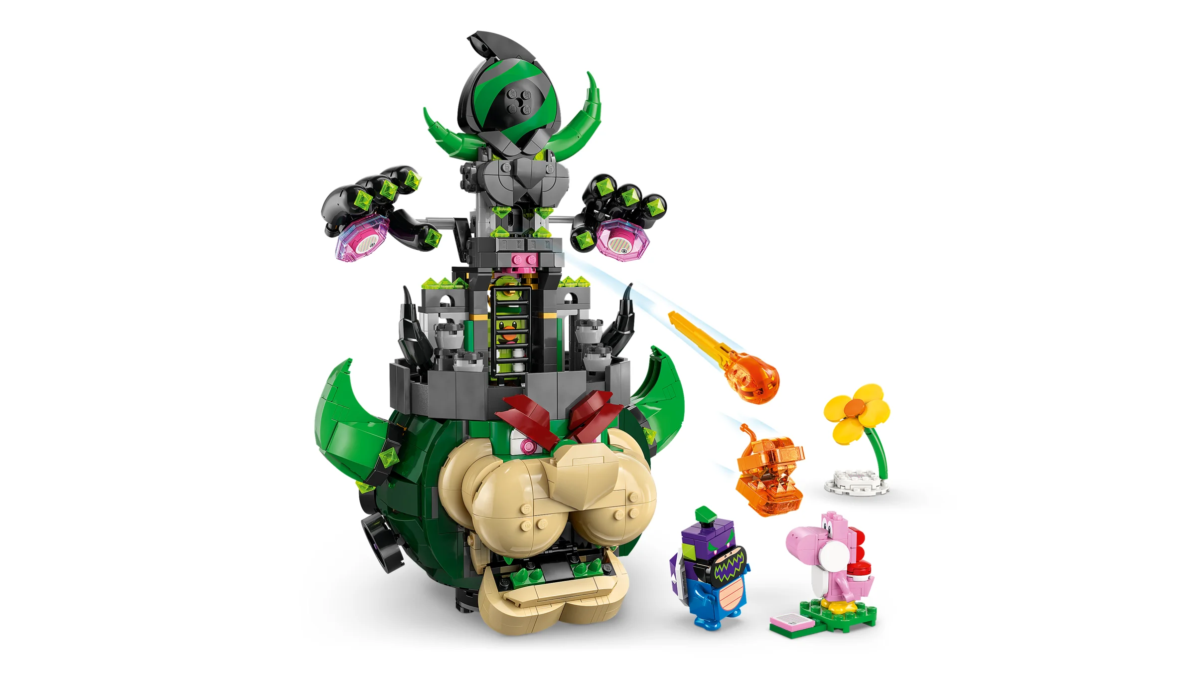 Imagine cu setul LEGO 72042, Castelul Bowser și Prințul Florian. Detaliu aspect final.