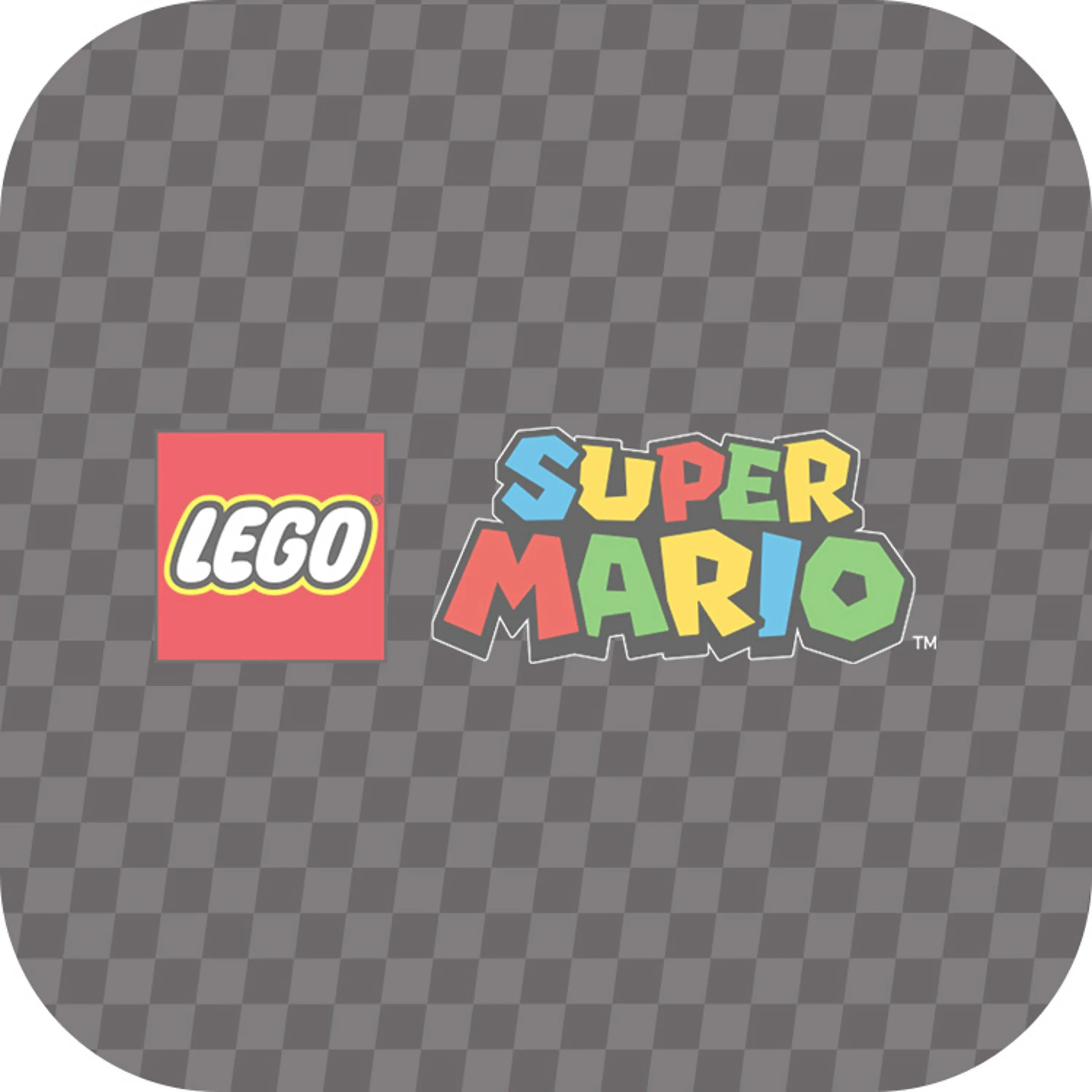 Logo-urile LEGO și Super Mario pe fundal gri. O imagine simplă de marcă.