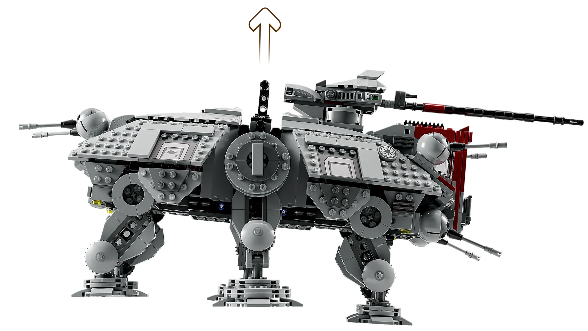 Imagine cu AT-TE Walker, setul 75337. Model detaliat, gri, pe fundal alb.