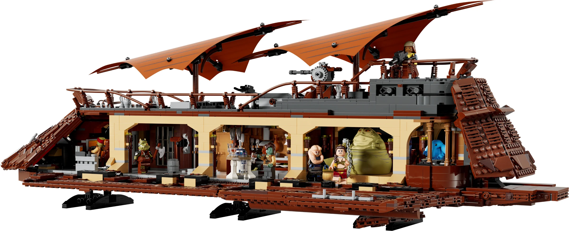 Imagine cu barja lui Jabba, setul LEGO Star Wars 75397. O construcție detaliată și plină de minifigurine.