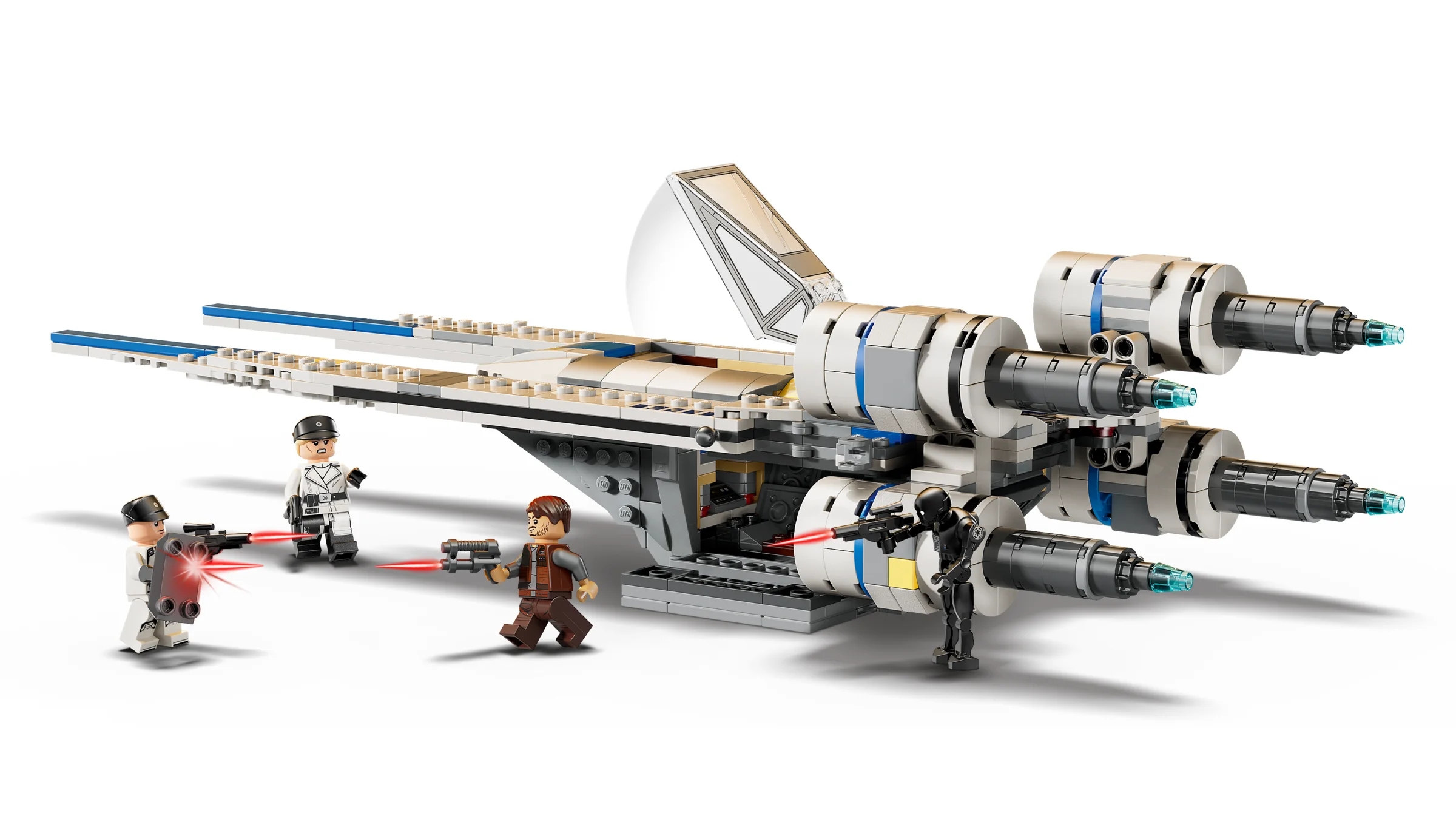 Imagine cu naveta U-wing și minifigurinele incluse în setul LEGO Star Wars.