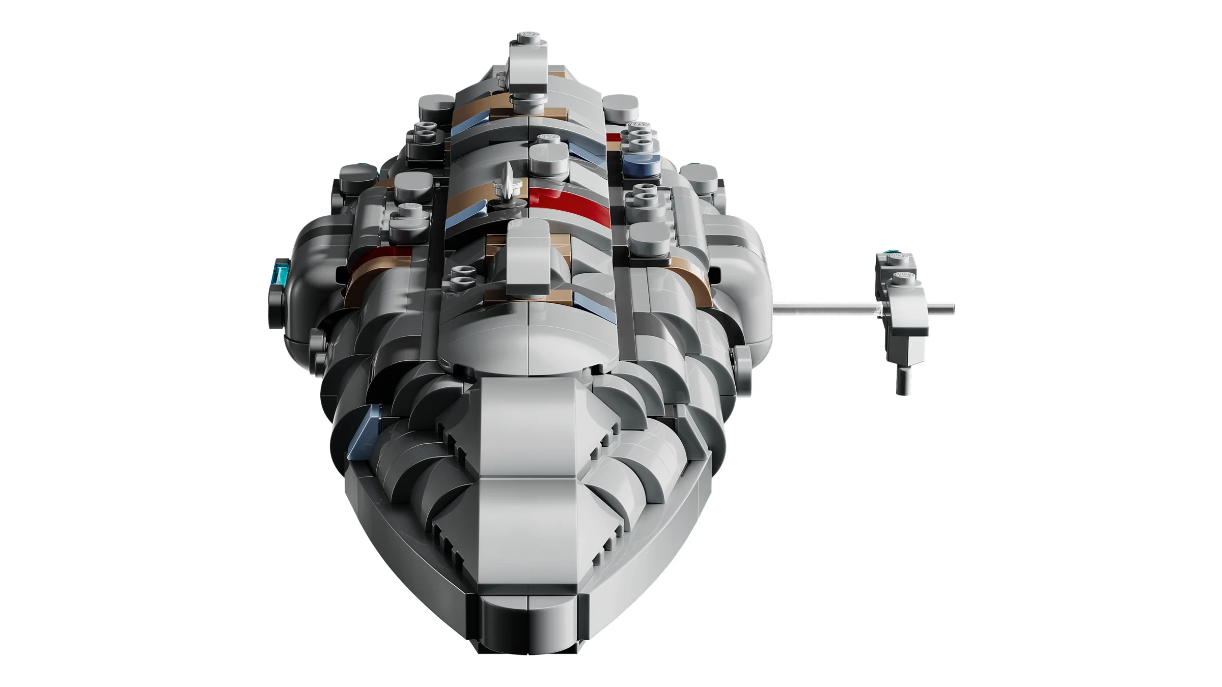 Model detaliat Home One Starcruiser, vedere de sus, construcție LEGO Star Wars.