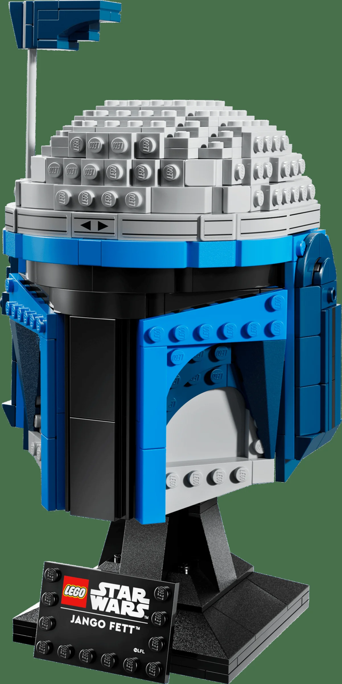 Casca Jango Fett din LEGO Star Wars, o construcție detaliată și impresionantă.