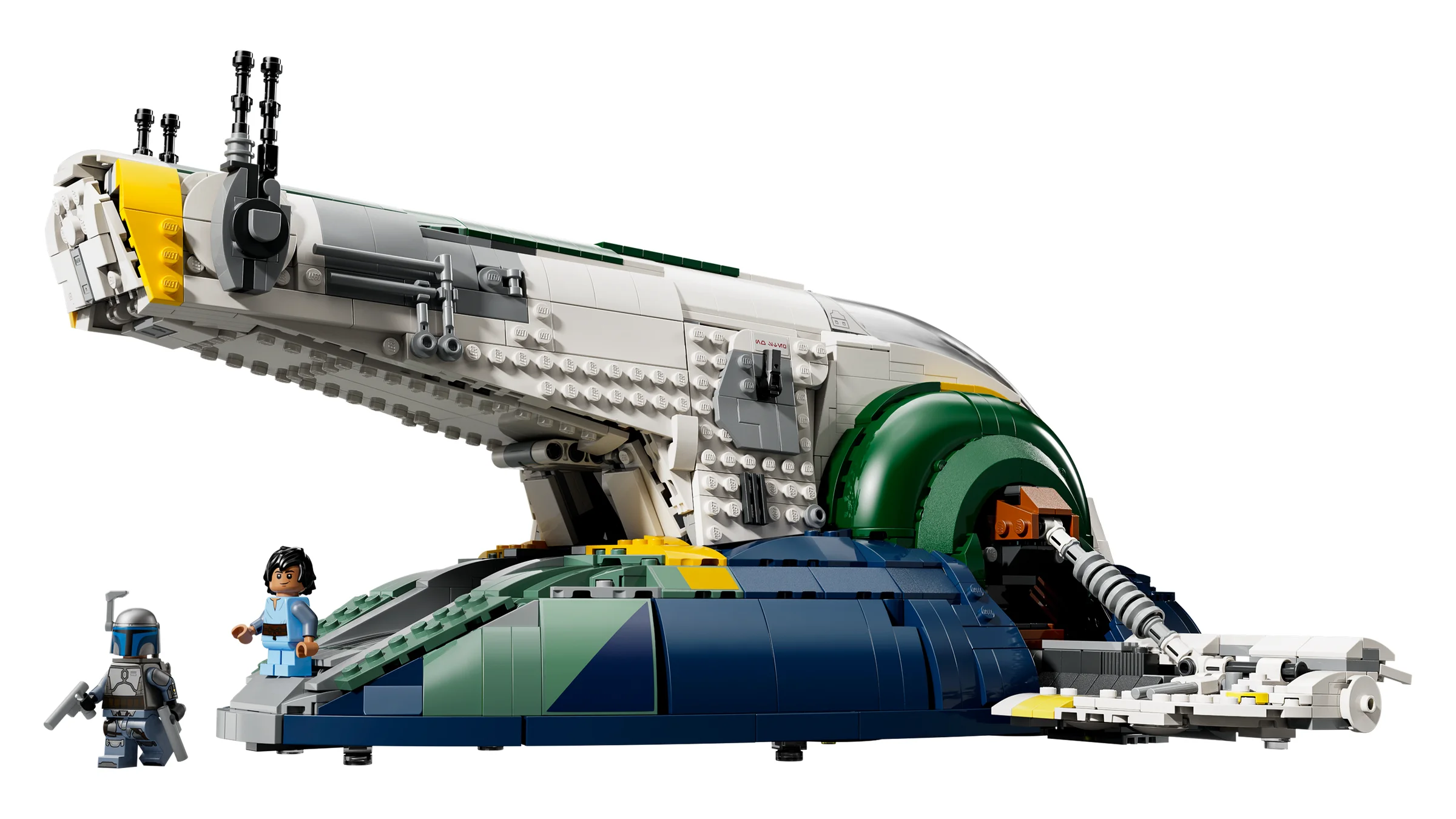 Imagine cu nava lui Jango Fett, un model detaliat LEGO Star Wars. Include minifigurinele Jango și Boba Fett.