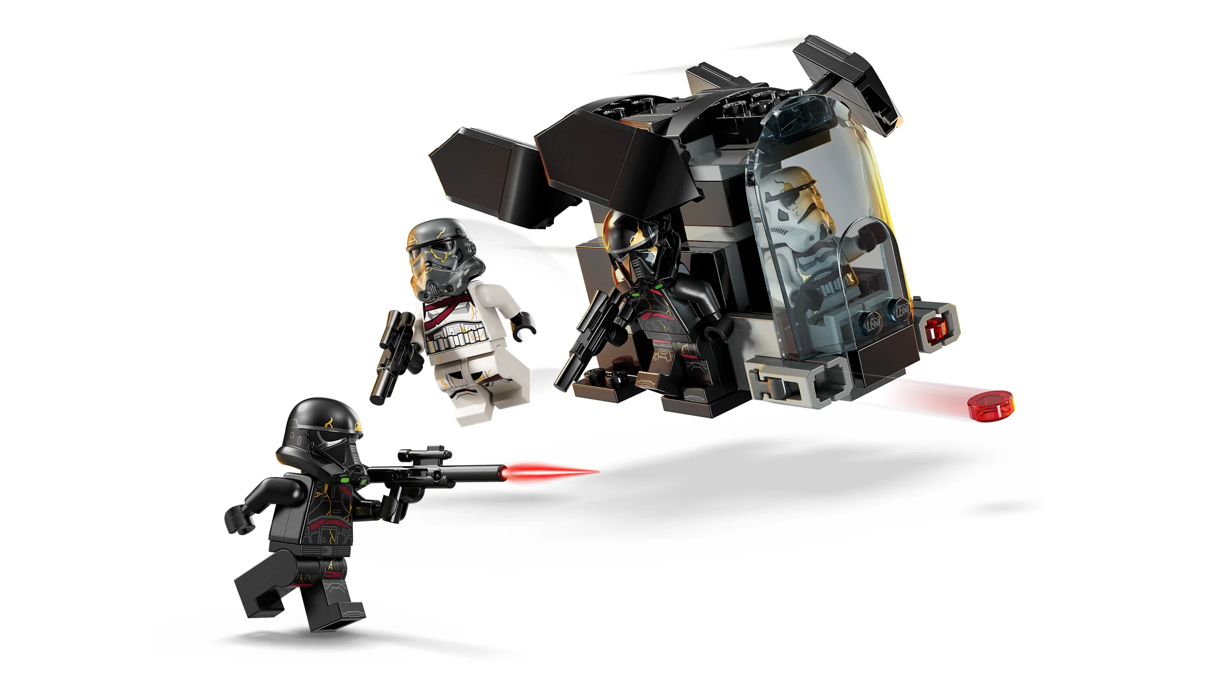 Imagine cu setul LEGO 75412, cu minifigurinele și vehiculul în acțiune. Set detaliat.