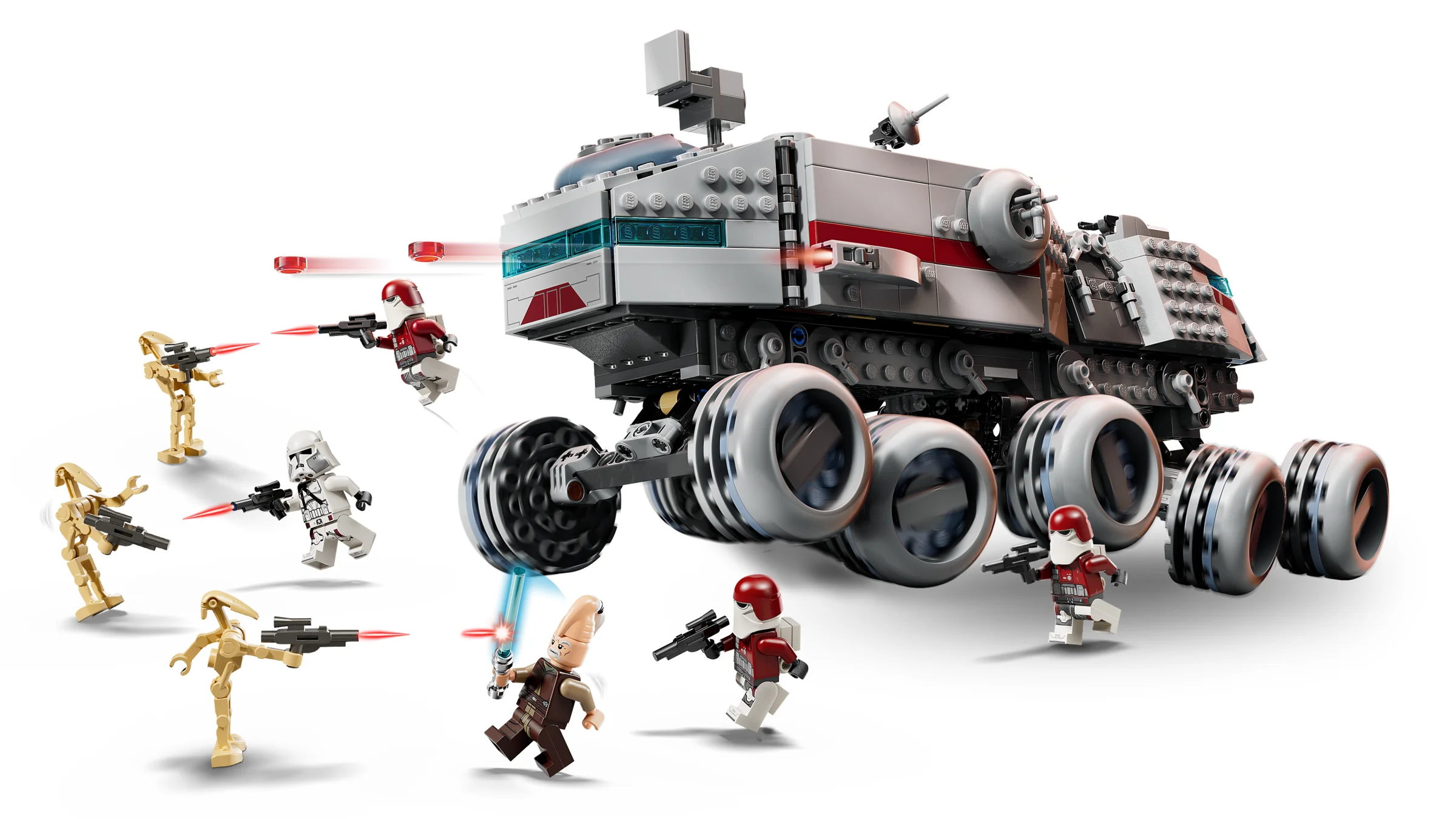 Juggernaut Republică LEGO Star Wars, include minifigurine și raze laser. Set complex.