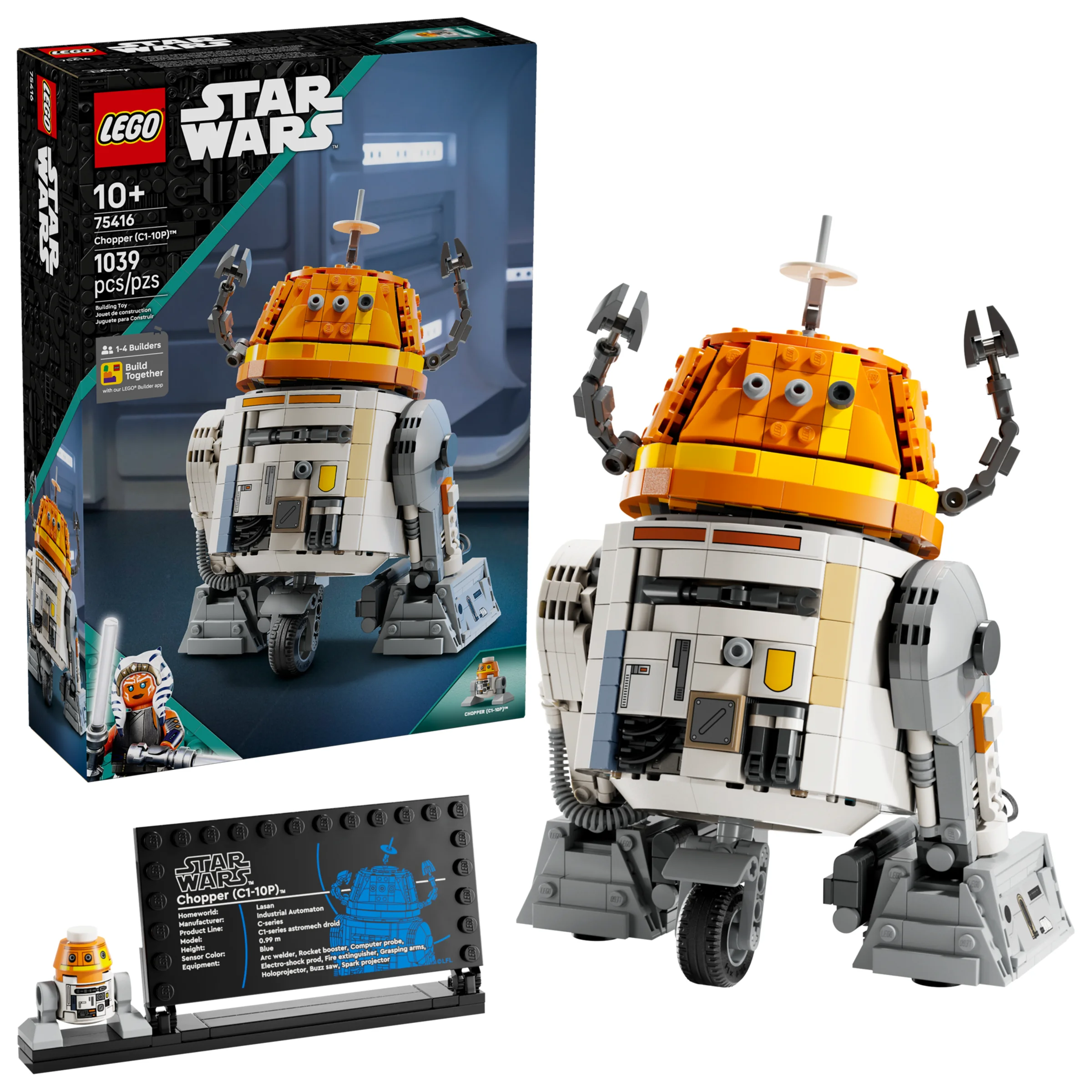 Imagine cu produsul LEGO 75416 Chopper (C1-10P), prezentând modelul construit și cutia.