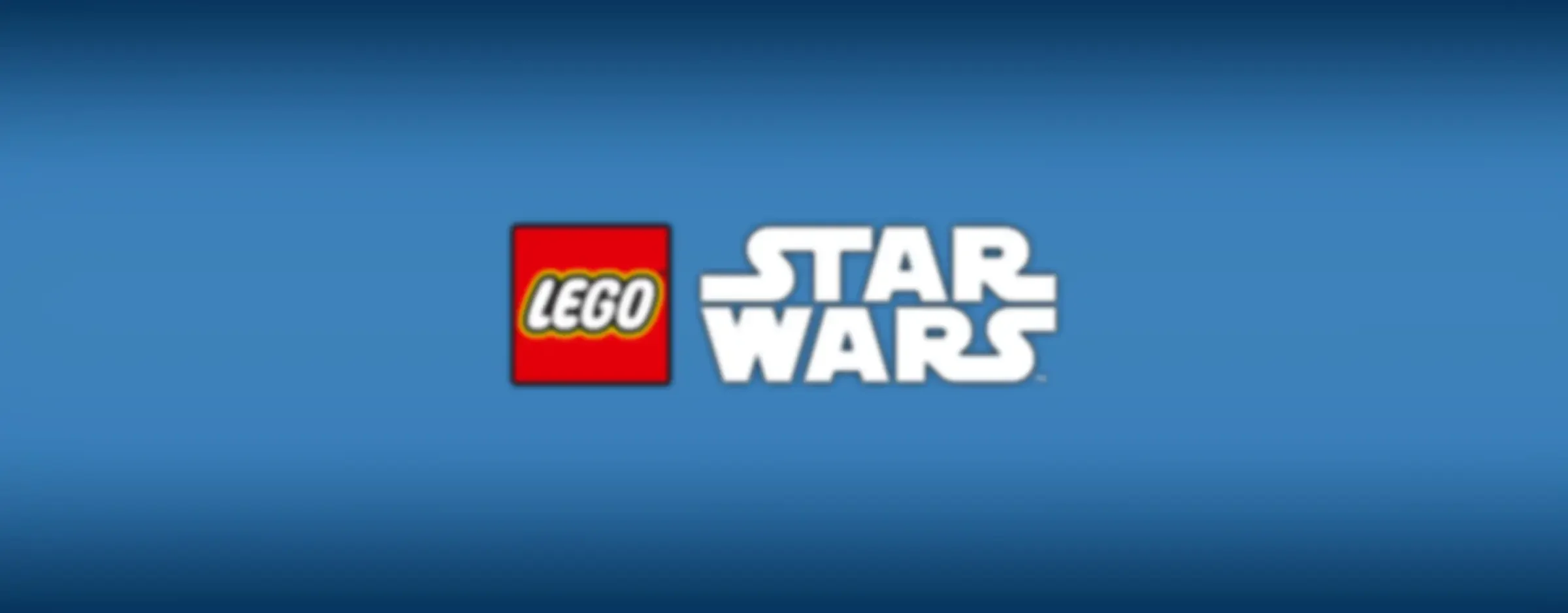 Logo-urile LEGO și Star Wars pe un fundal albastru. Reclama produsului.