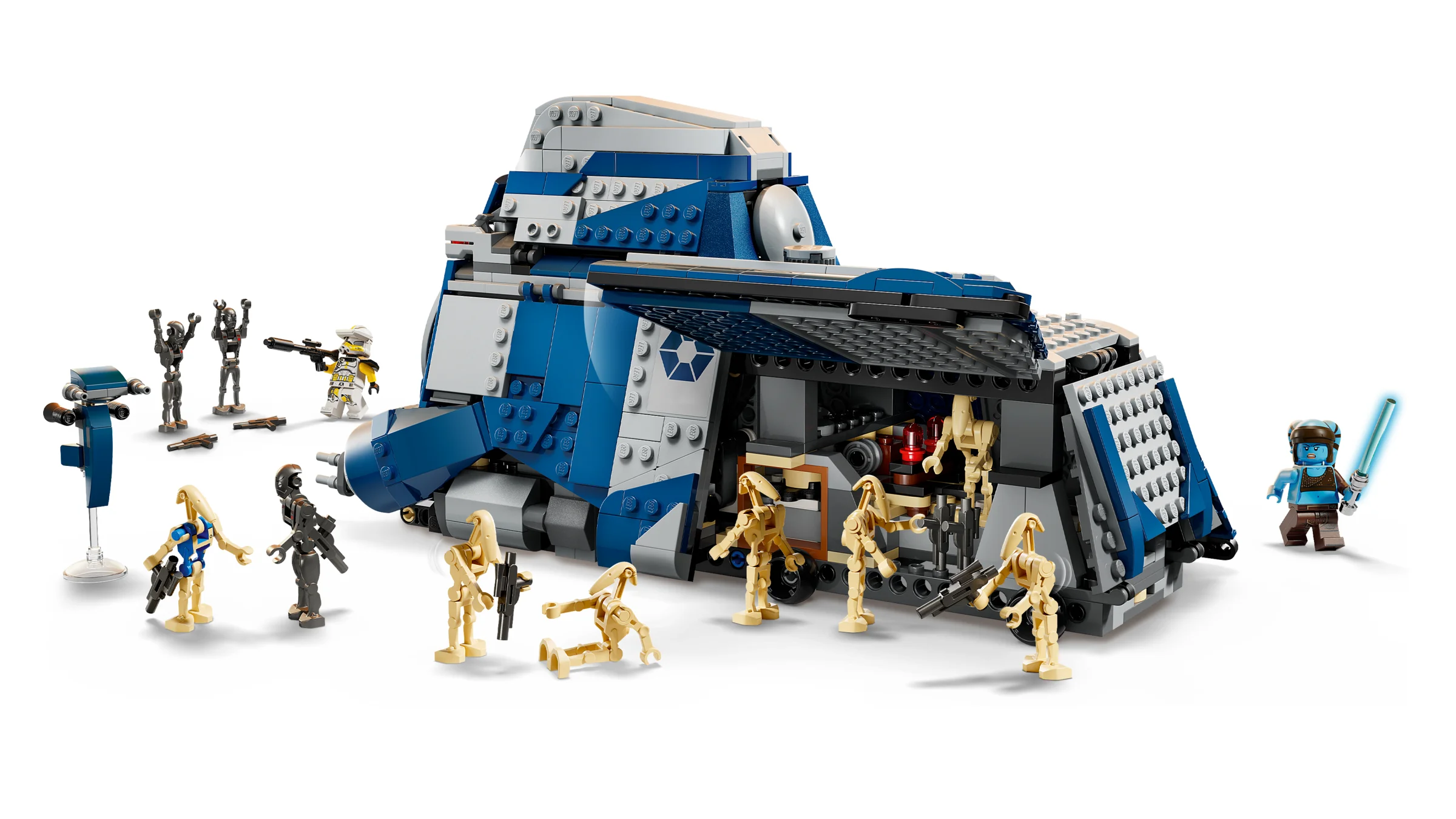 Imagine cu MTT-ul separatist și minifigurinele incluse în setul LEGO 75435.