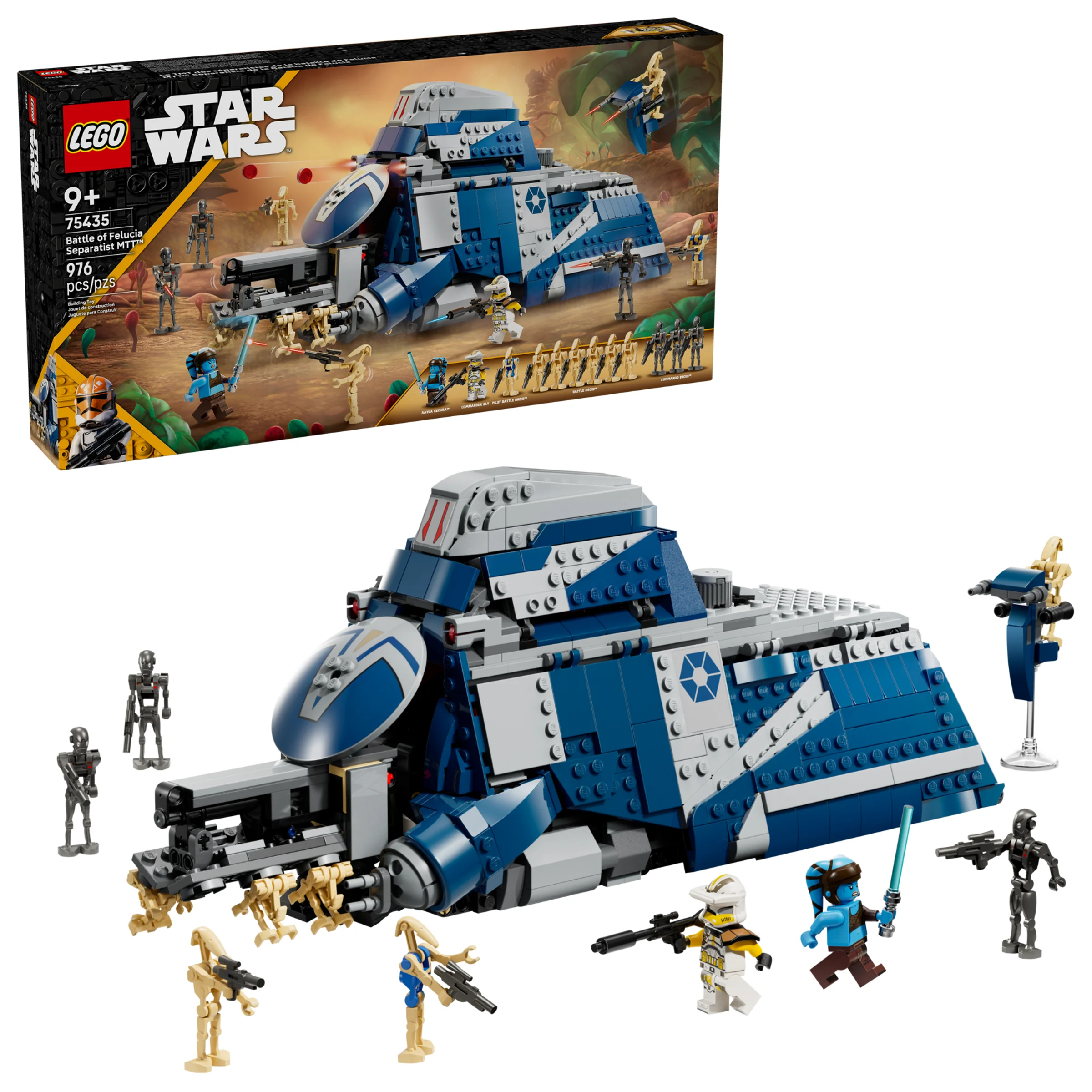 Imagine cu setul LEGO Star Wars 75435 „Bătălia de pe Felucia Separatist MTT”.