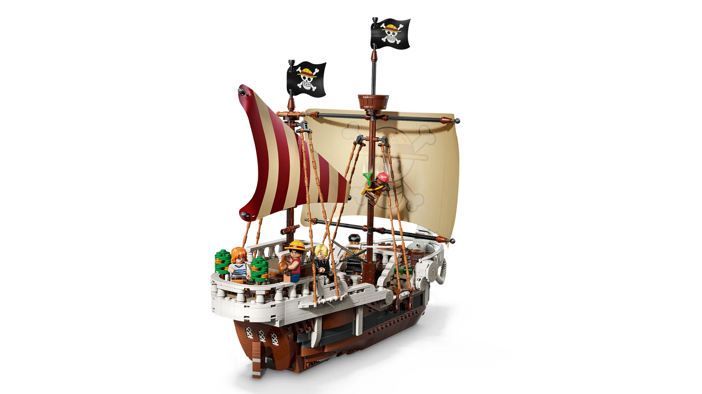 Vasul Going Merry, o navă pirat LEGO One Piece, detaliat și gata de aventură.