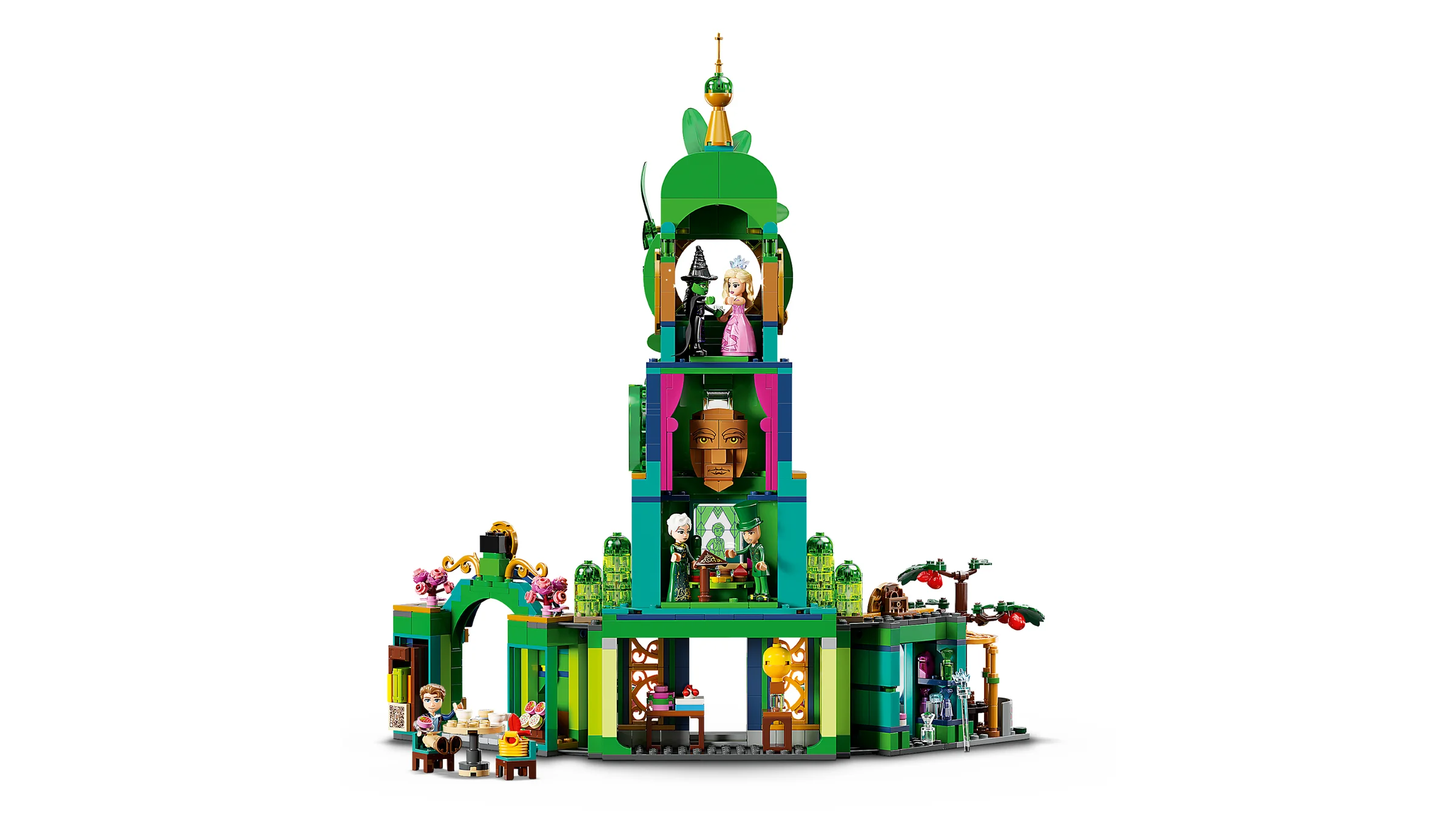 Imagine cu setul LEGO 75684, Orașul de Smarald, din tema Wicked. Detalii despre model și minifigurine.