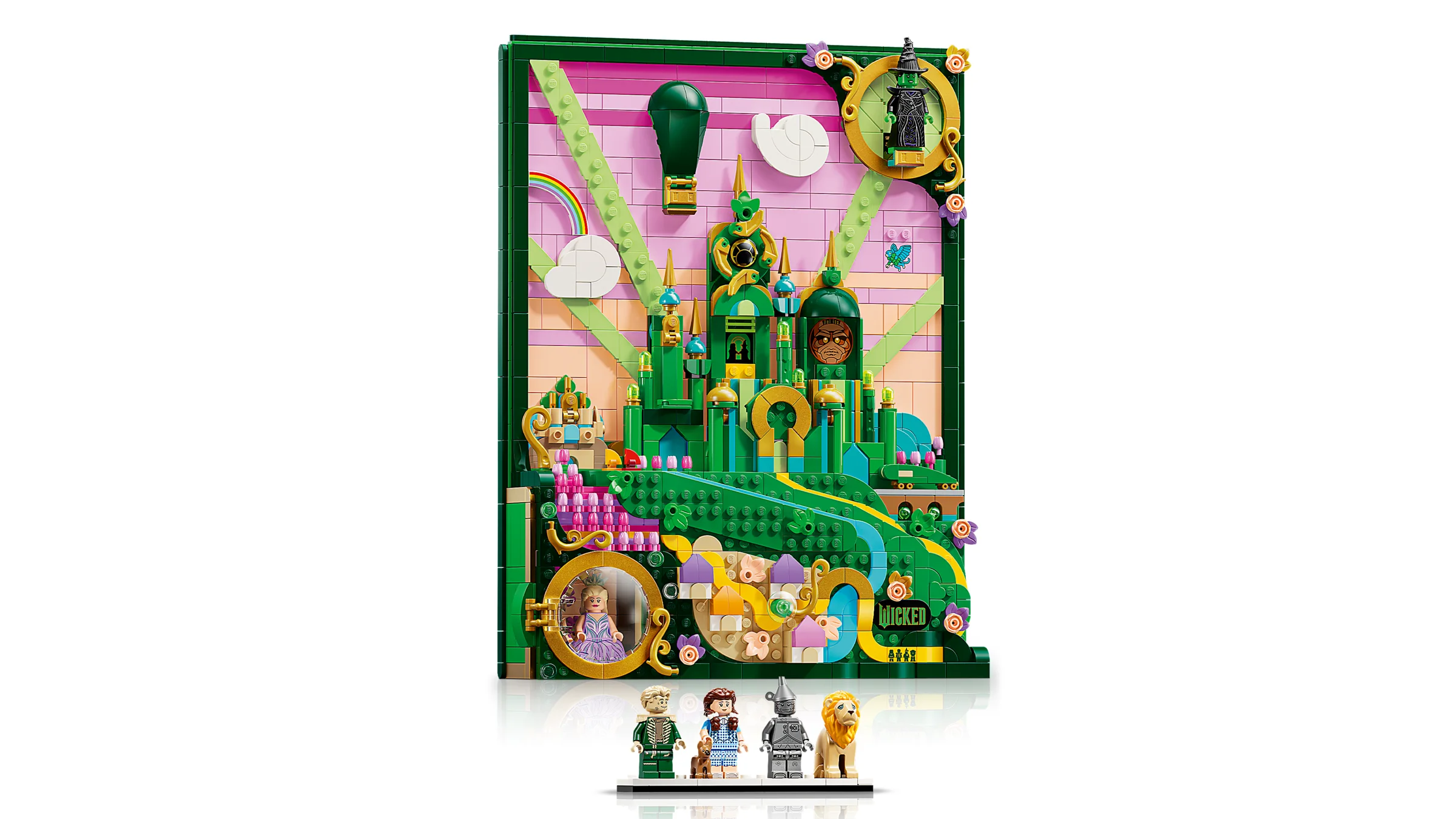 O imagine a setului LEGO Emerald City Wall Art, ce ilustrează Castelul de Smarald și personajele principale.