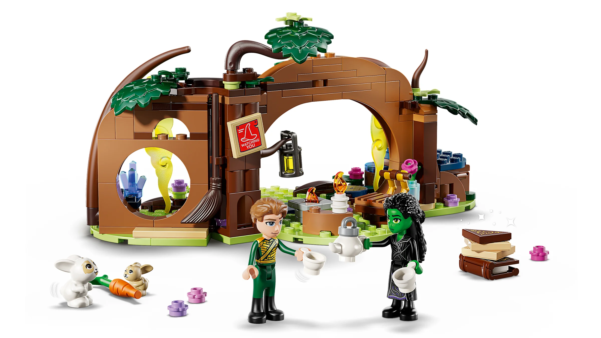 Imagine cu refugiul Elphabei, un set LEGO detaliat cu personaje și elemente specifice.