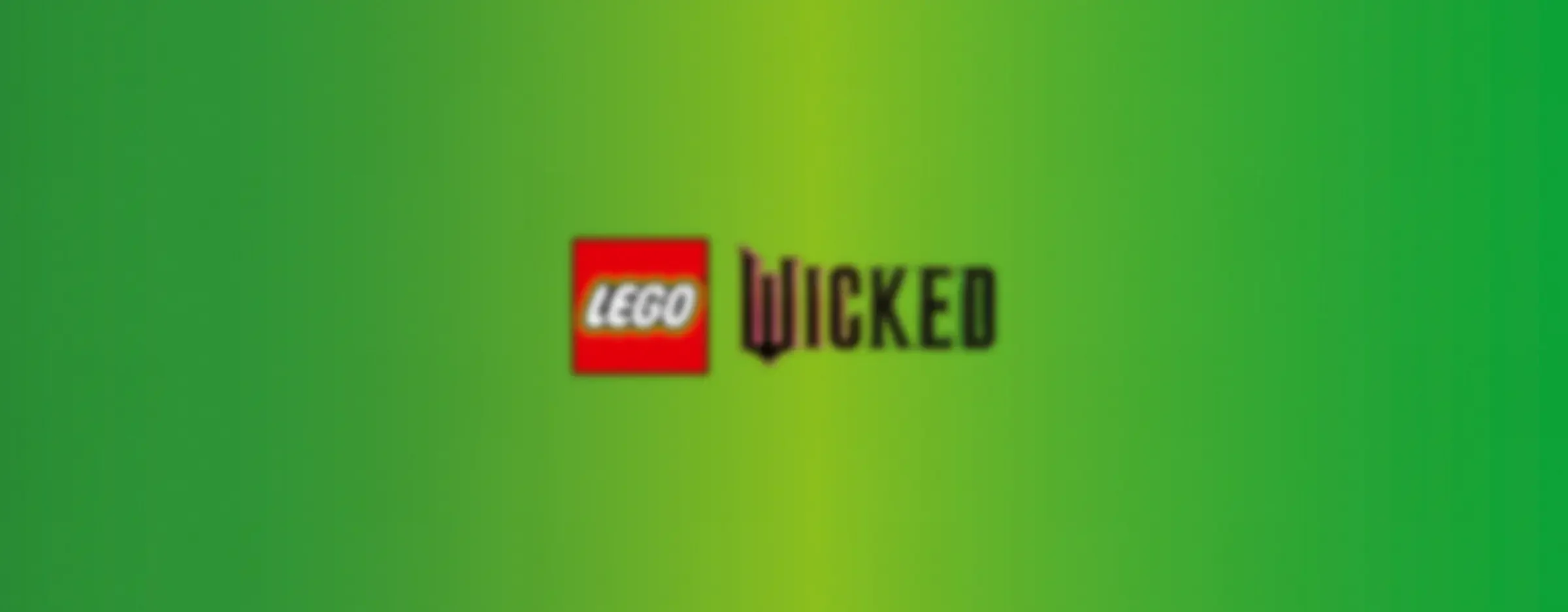 Logo LEGO Wicked pe fundal verde degradat. Imagine neclară, de prezentare a brandului.
