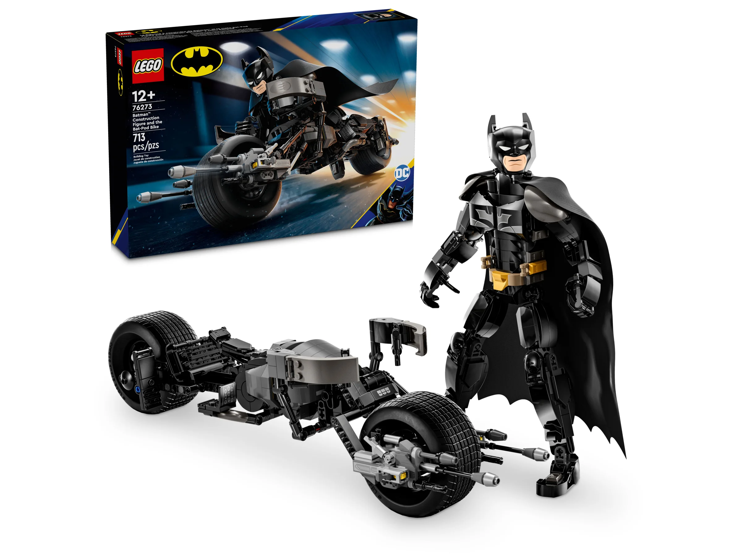 Imagine cu setul LEGO 76273, Batman și Bat-Pod-ul, ideal pentru fanii DC Comics.