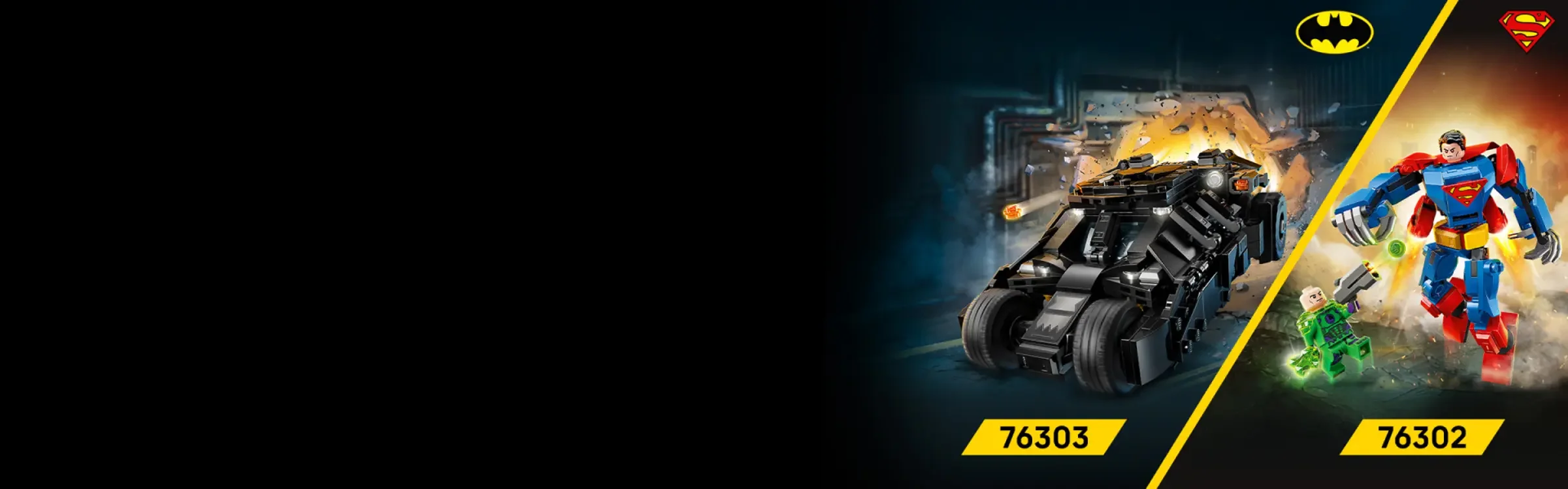 Batmobile din LEGO și minifigurinele Lex Luthor și Superman. Acțiune și aventură!