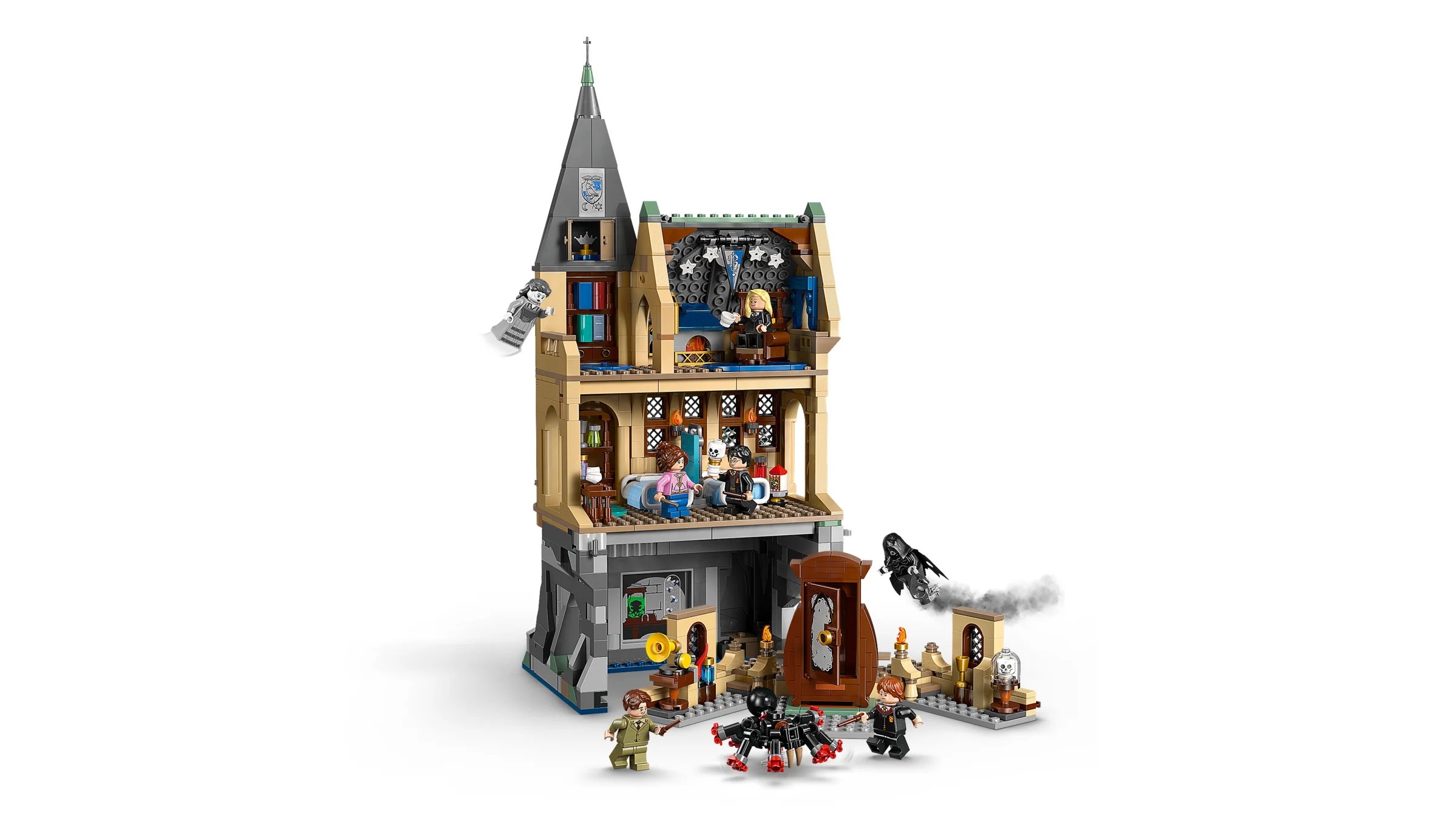 Setul LEGO 76463 prezintă Aripa Spitalului de la Hogwarts. Include minifigurine și accesorii detaliate.
