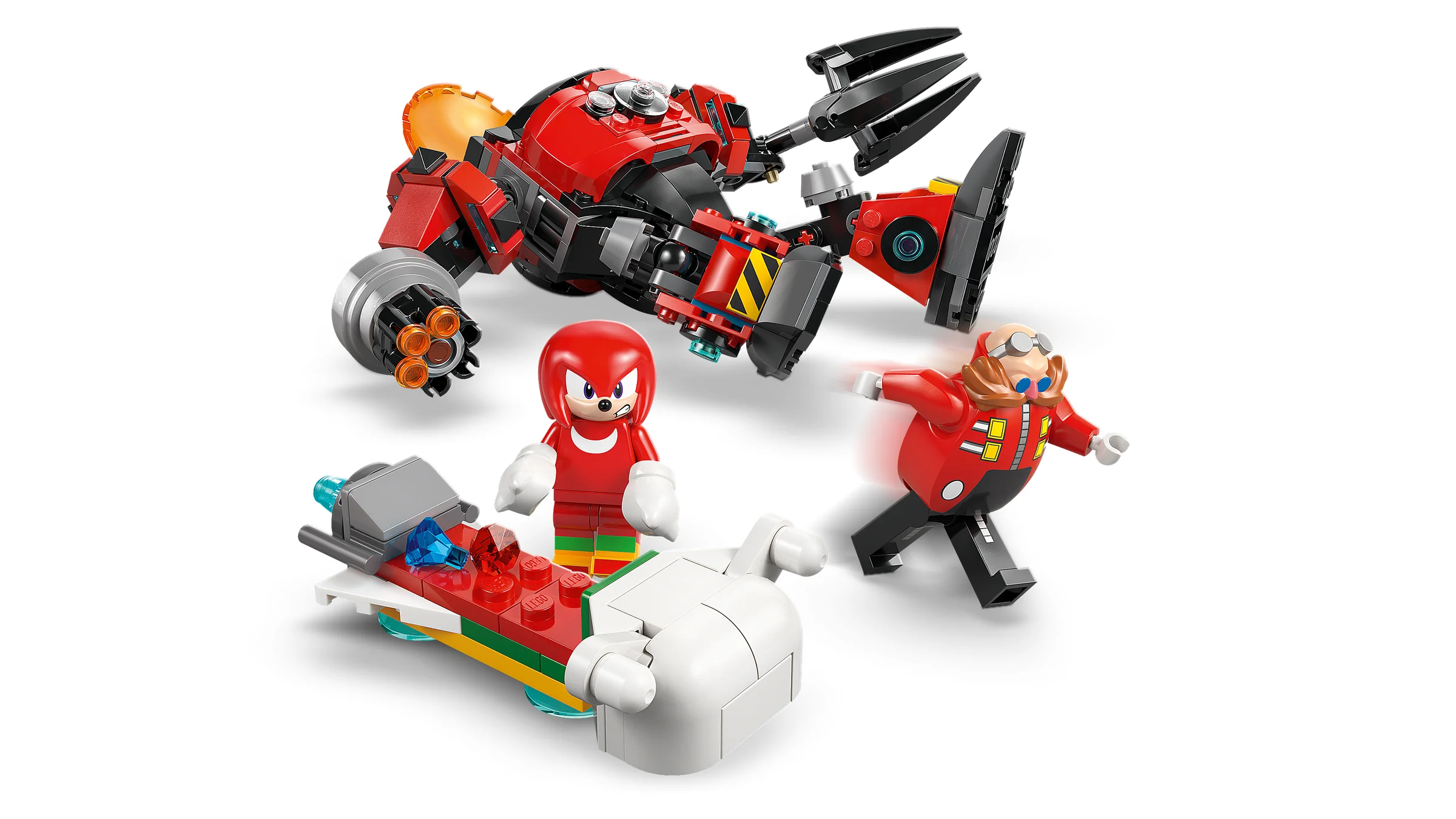 Imagine cu setul LEGO 77005: Knuckles contra Dr. Eggman, cu mecanismul Egg Crusher.