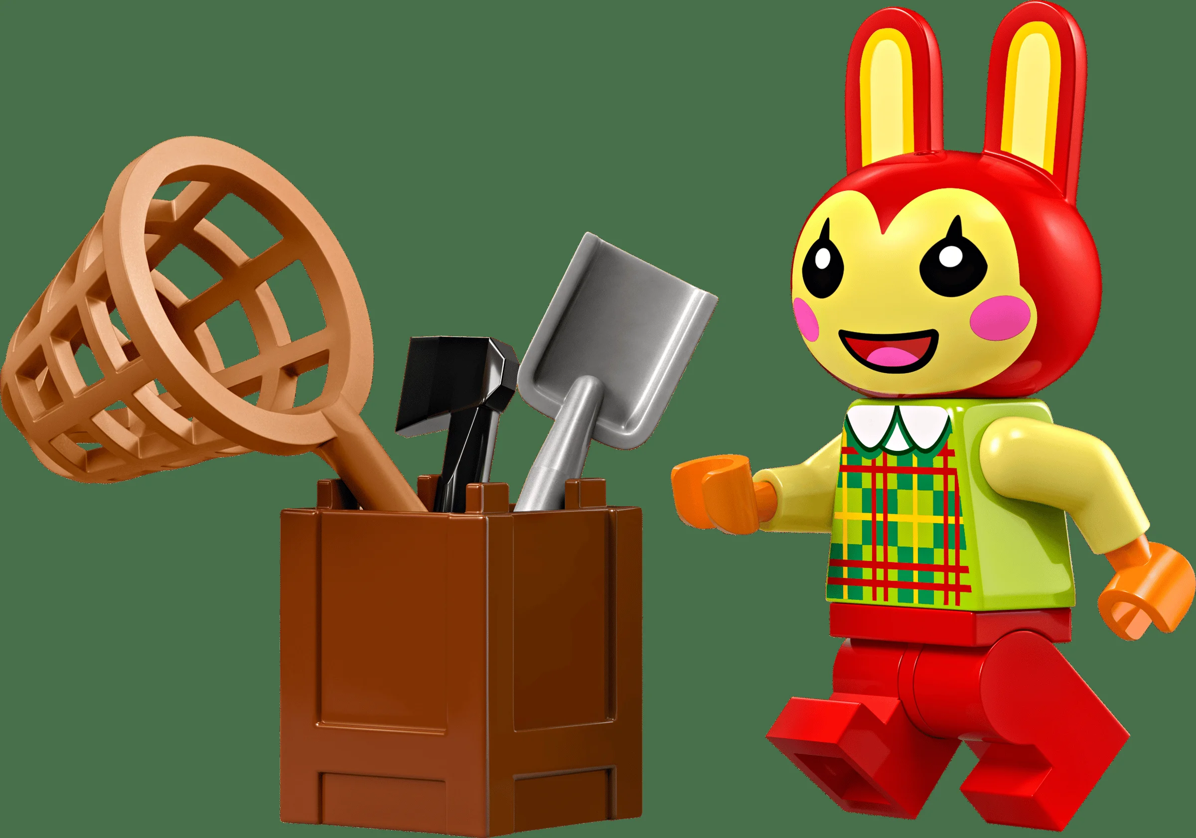 Bunnie LEGO cu accesorii de grădinărit, imagine detaliată.