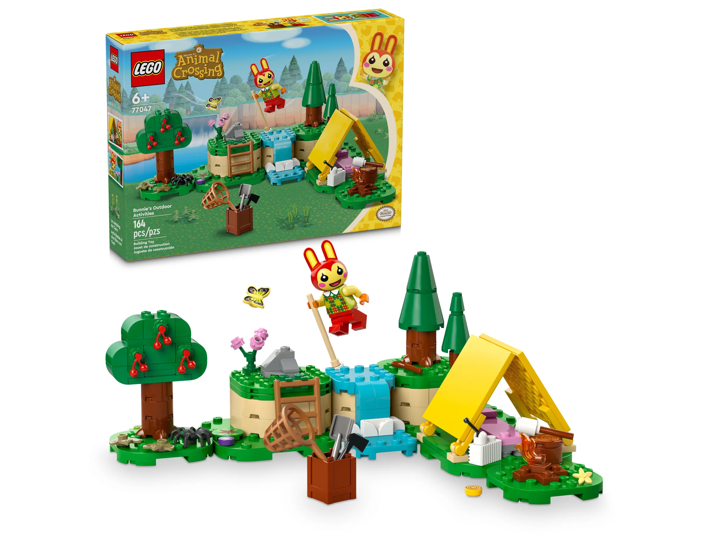 Imagine cu setul LEGO Animal Crossing 77047, 'Activitățile în aer liber ale lui Bunnie'.