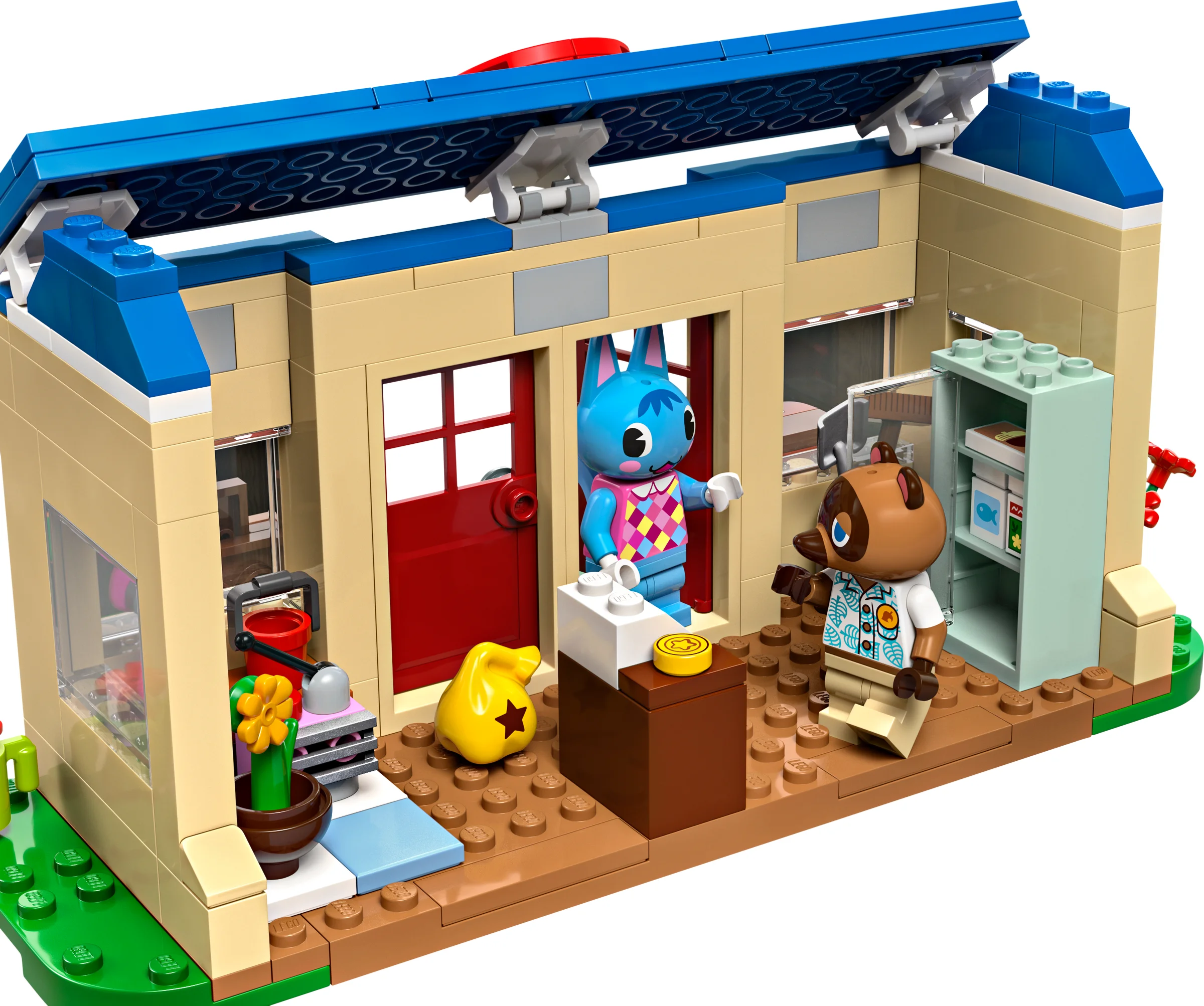 Imagine detaliată a setului LEGO Animal Crossing cu Nook și Rosie, o construcție plină de culoare.
