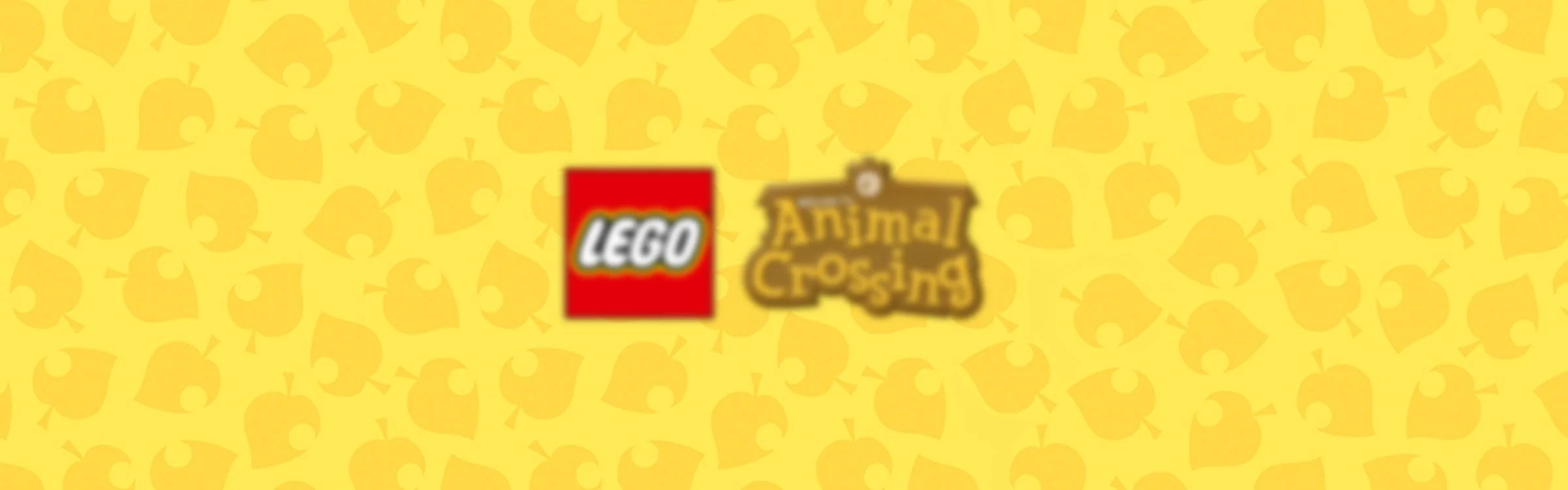 Logo-urile LEGO și Animal Crossing pe un fundal cu frunze galbene.