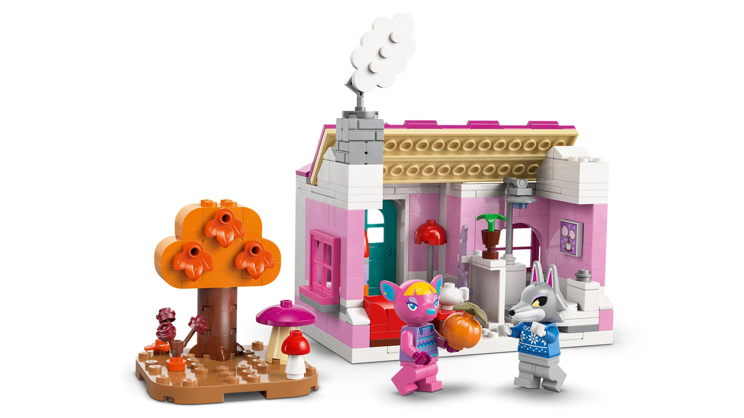 Imagine cu setul LEGO Animal Crossing 77057: case și minifigurine. Sezonul toamnei.