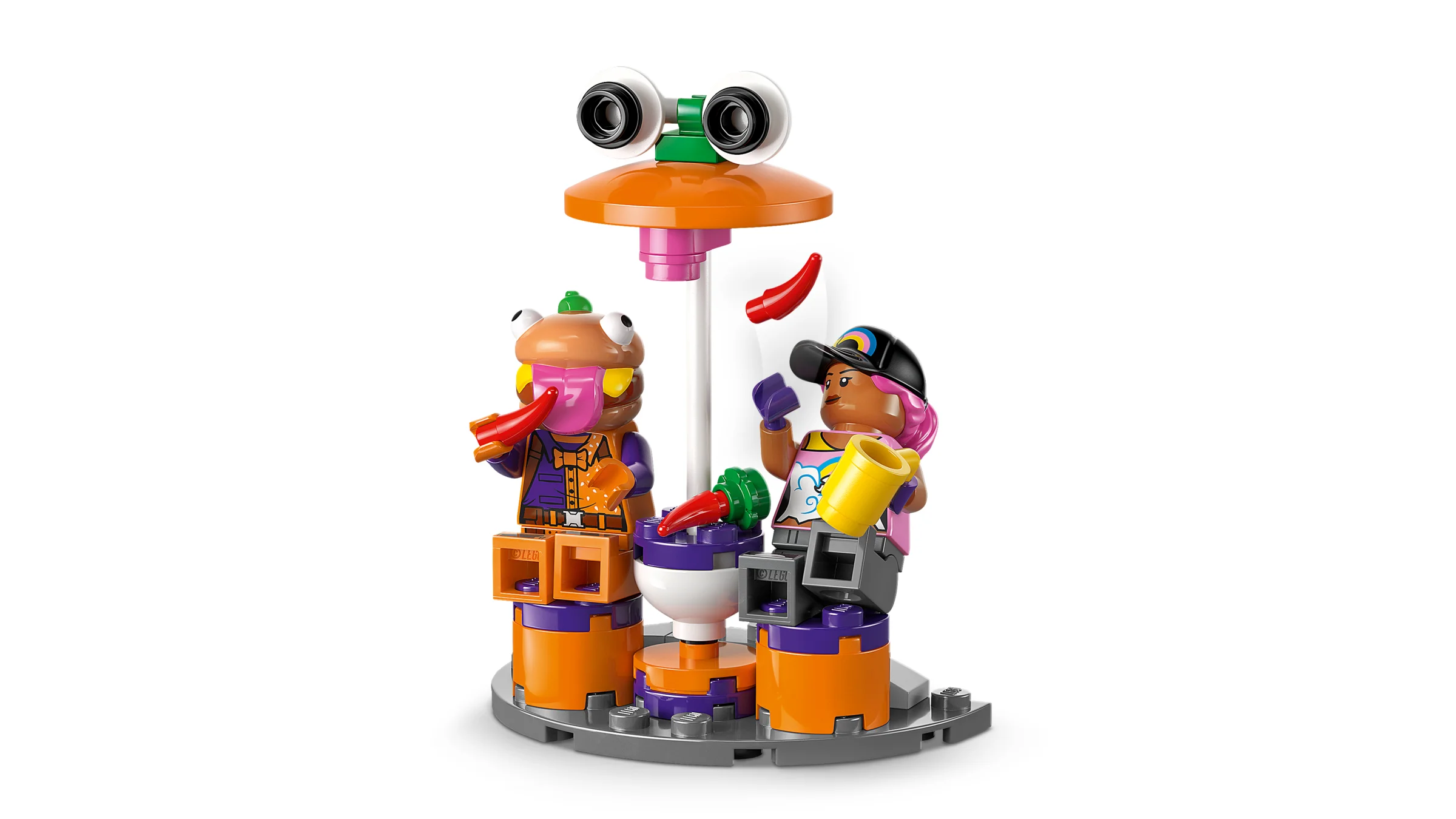 Imagine cu setul LEGO Fortnite Restaurantul Durrr Burger cu minifigurinele incluse.