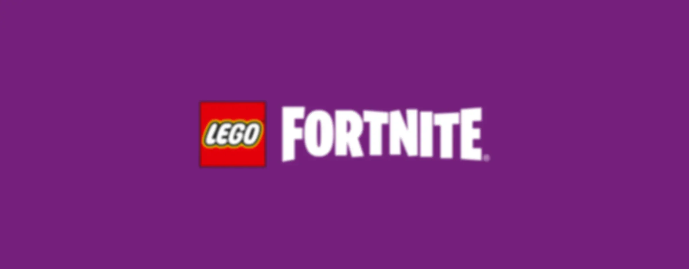 Sigla LEGO Fortnite pe fundal mov. Reclama noului parteneriat.